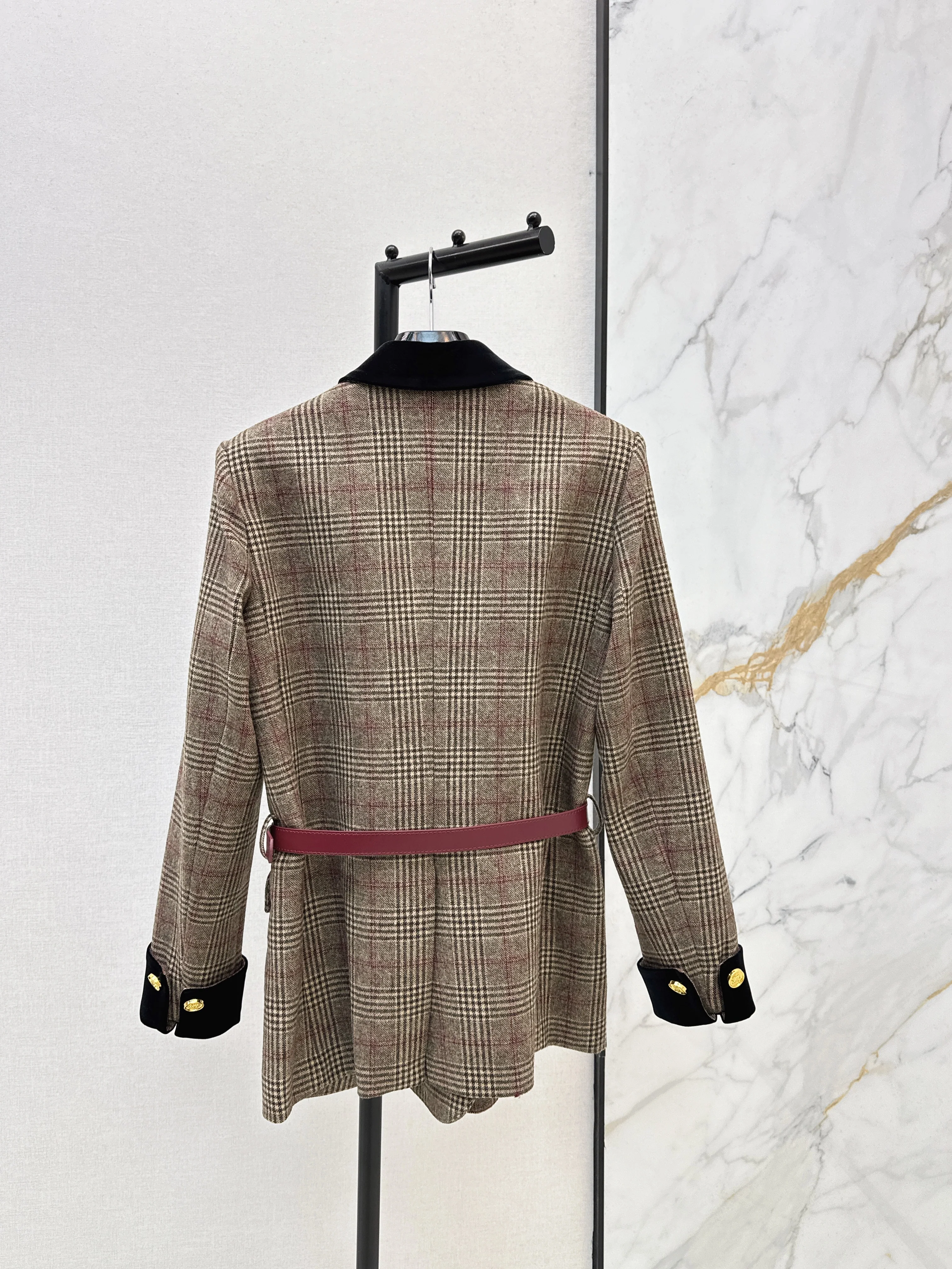 Celi 26ss contract velvet check blazer