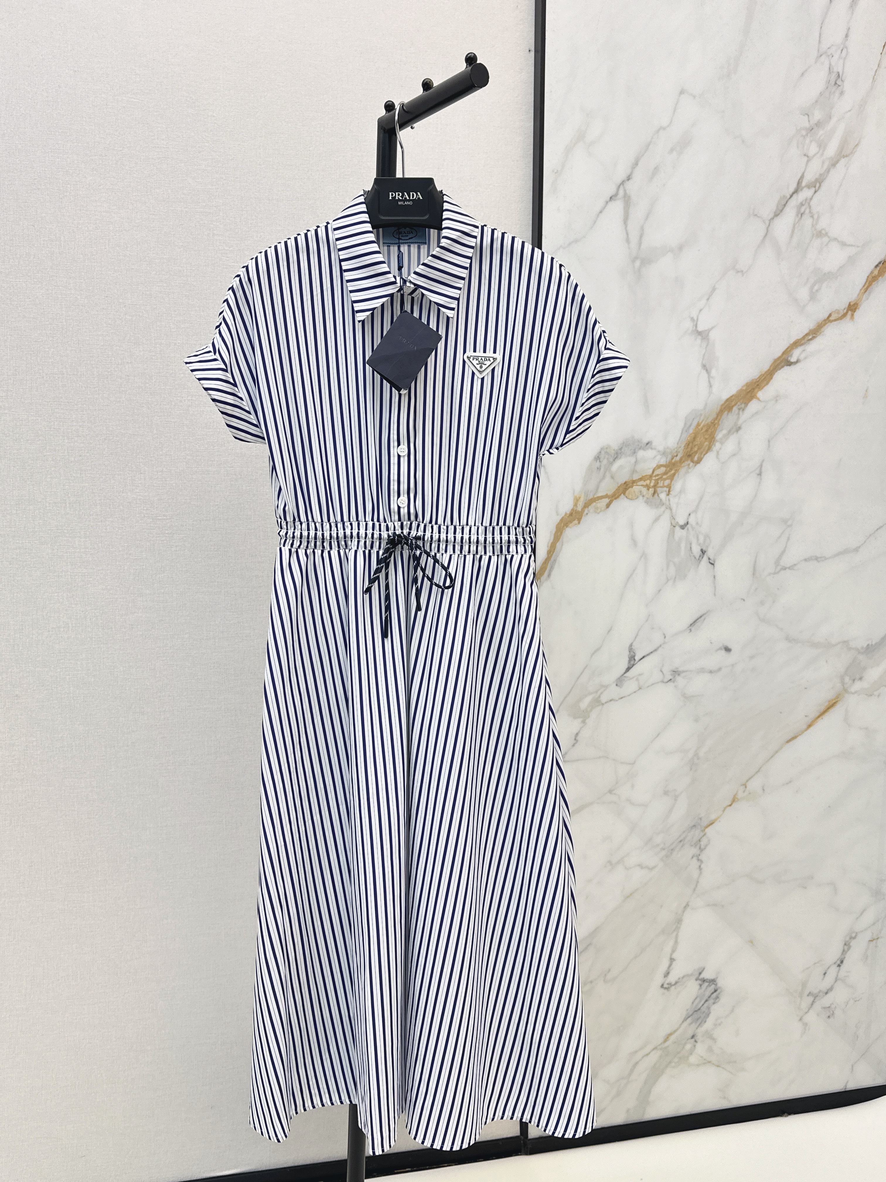 Pra 26ss stripe long shirt dress