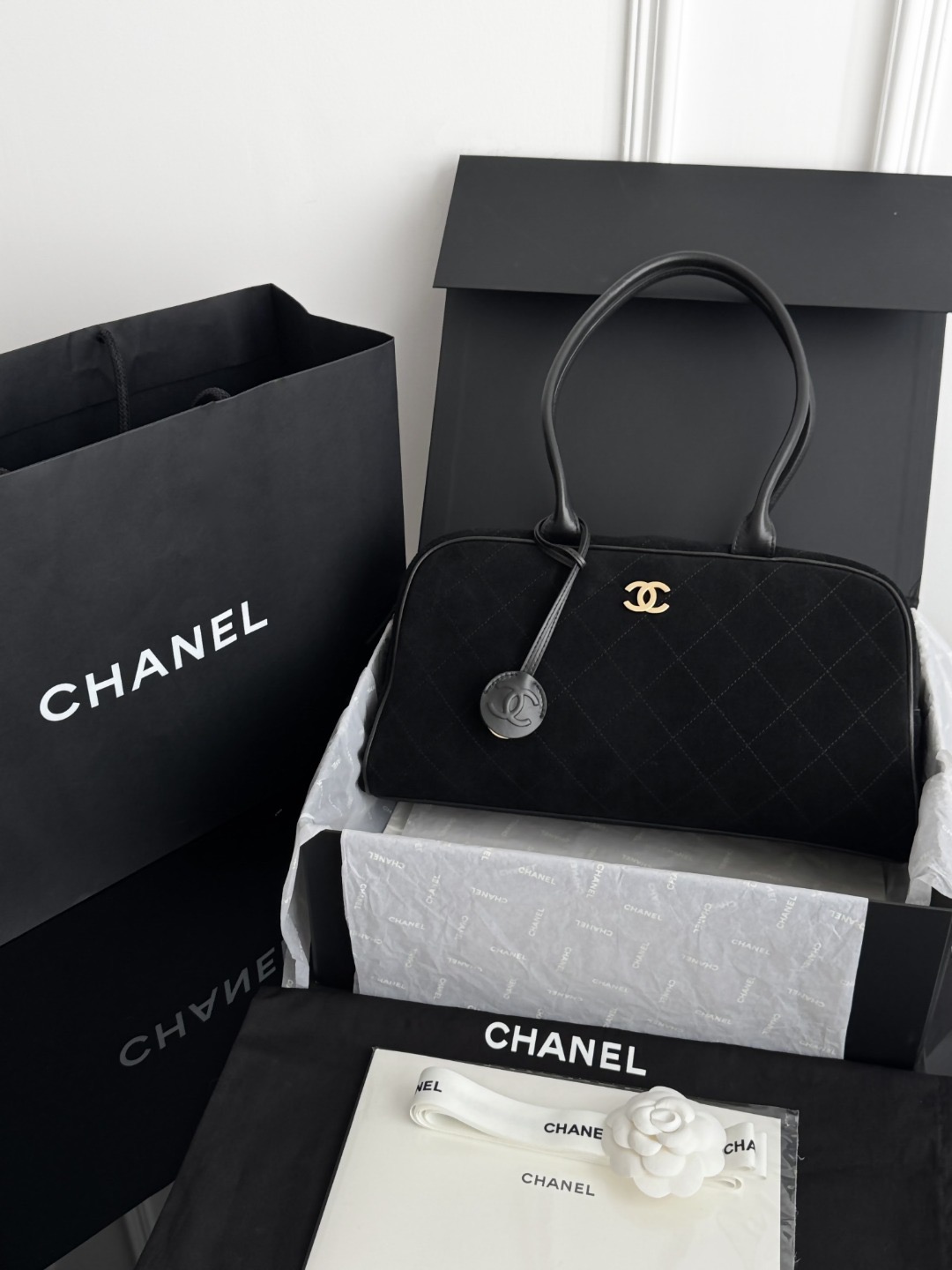 Chan 26S suede bowling bag