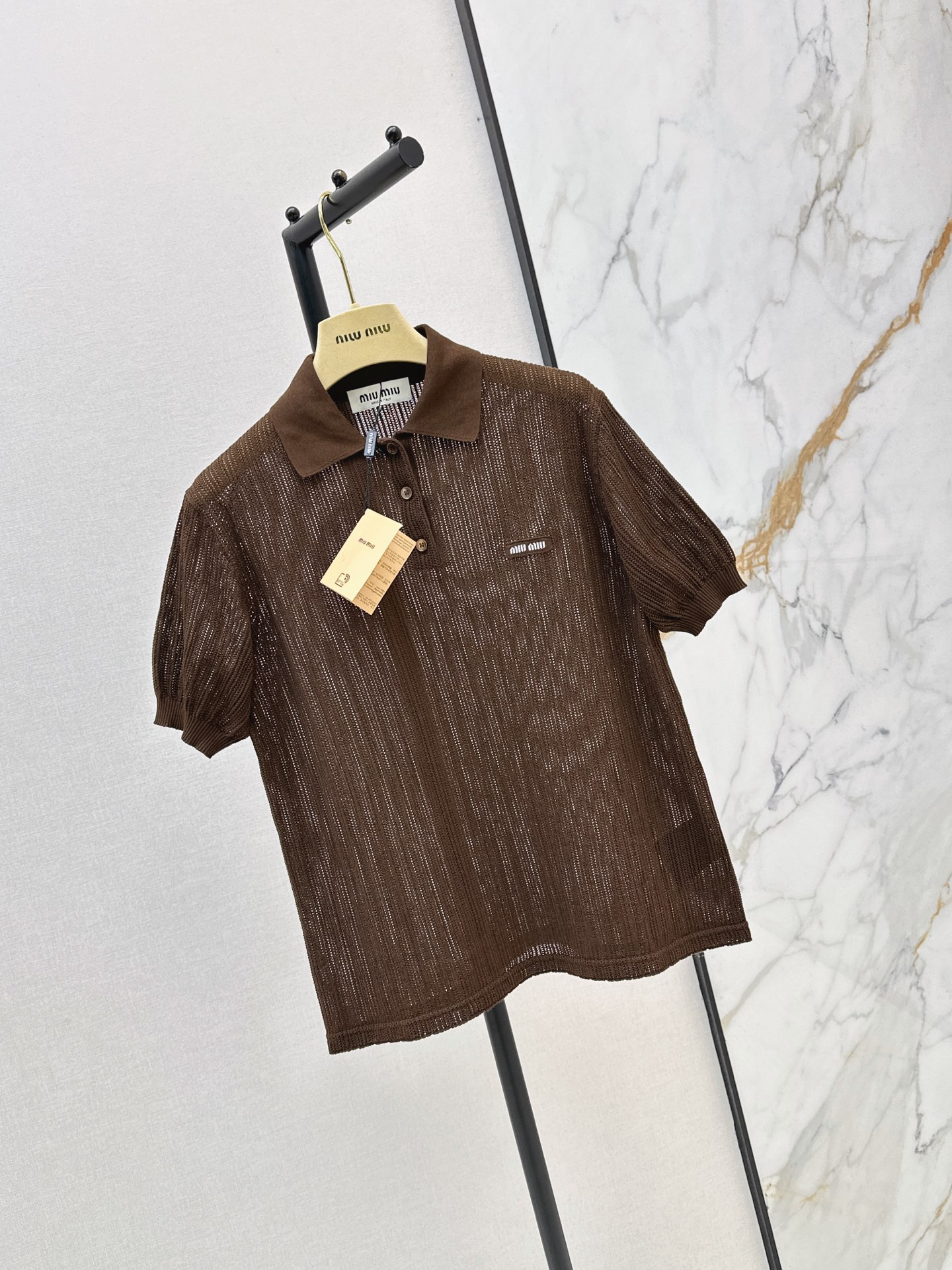 Miu 26ss hollow knit polo