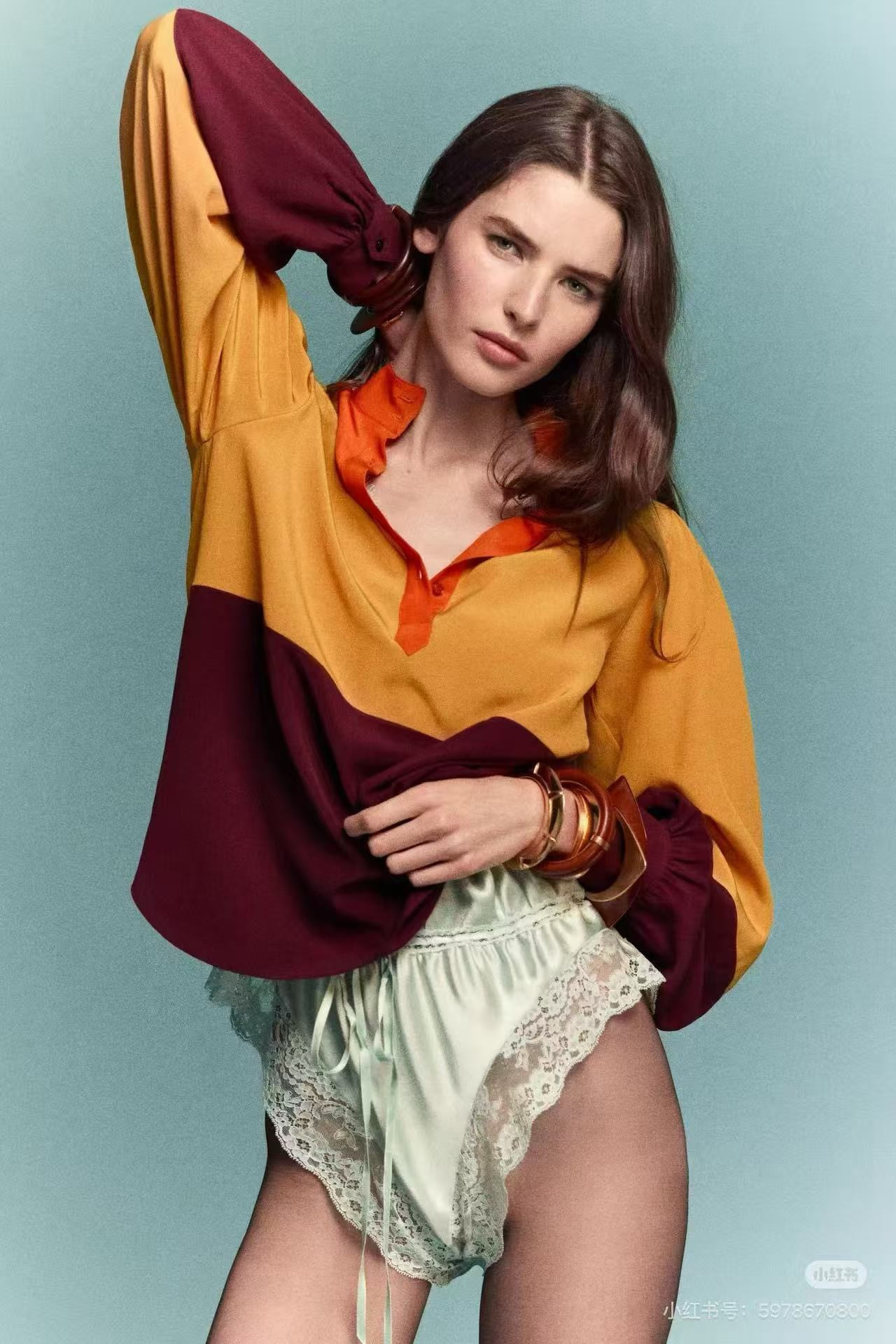 Saint 26ss coloblock silk shirt