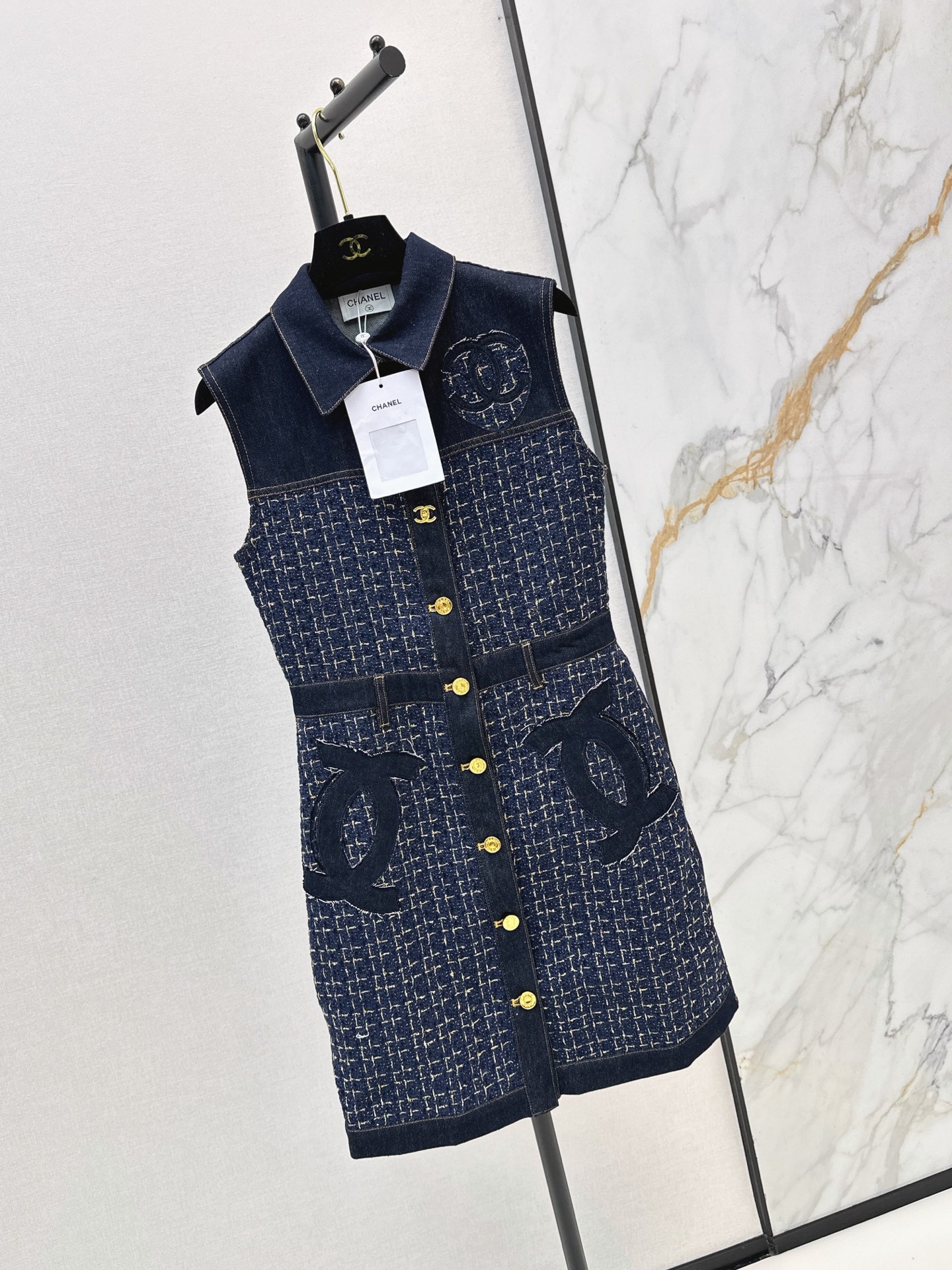 Chan 26ss woven denim dress