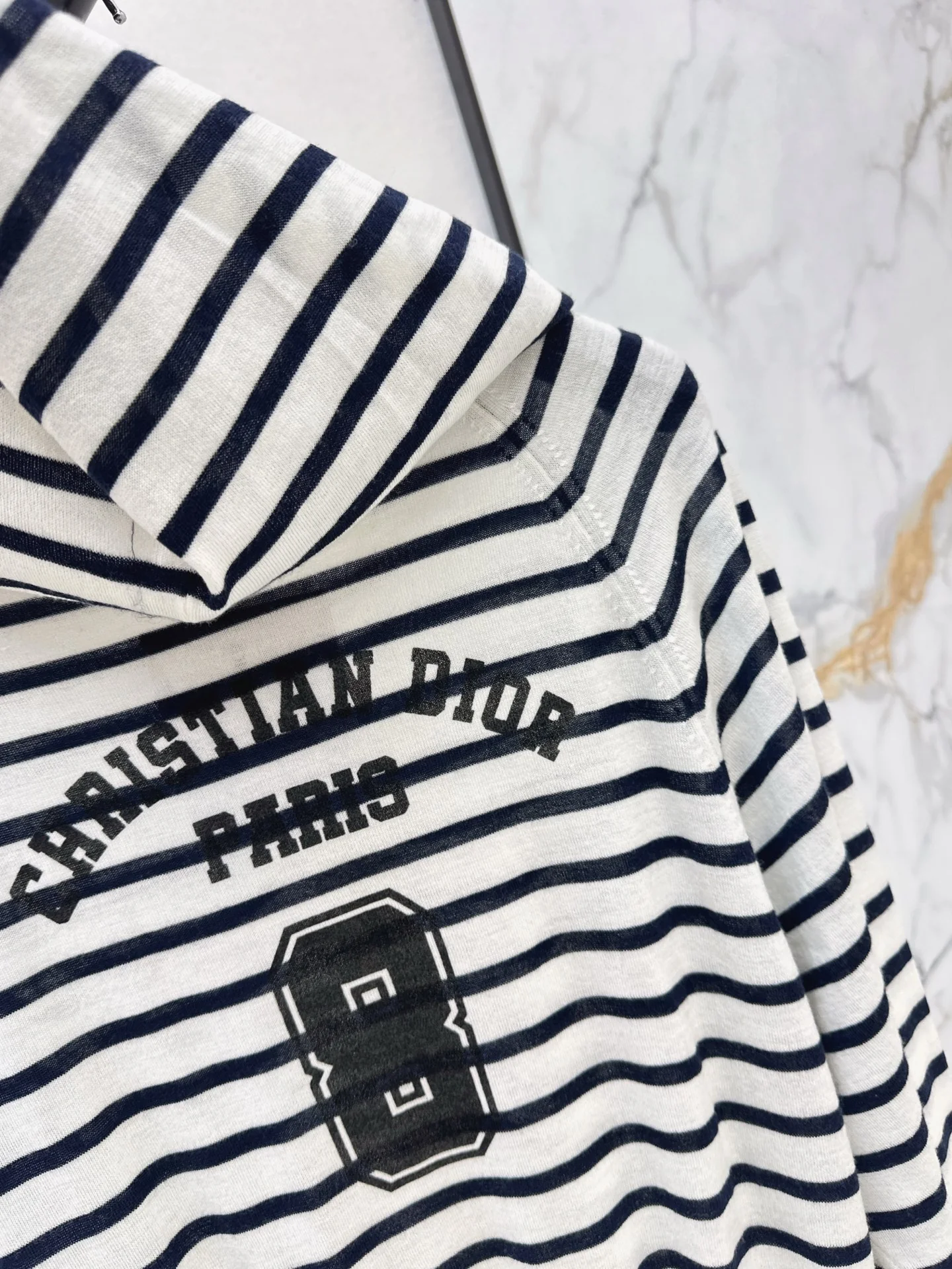 CD 26ss stripe hooded knit cardigan