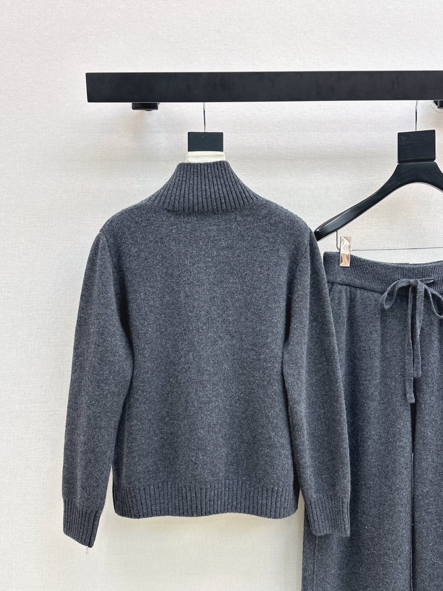 Brun 25fw zipper sweater+straight pant outfit sets