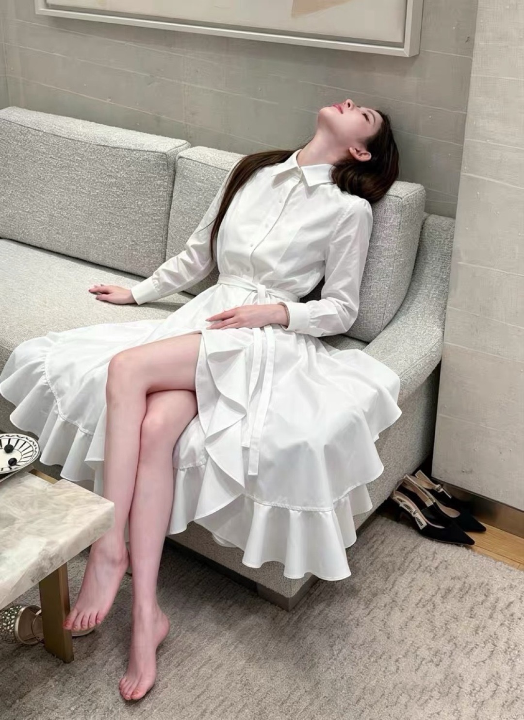CD 26ss ruffle shirt dress