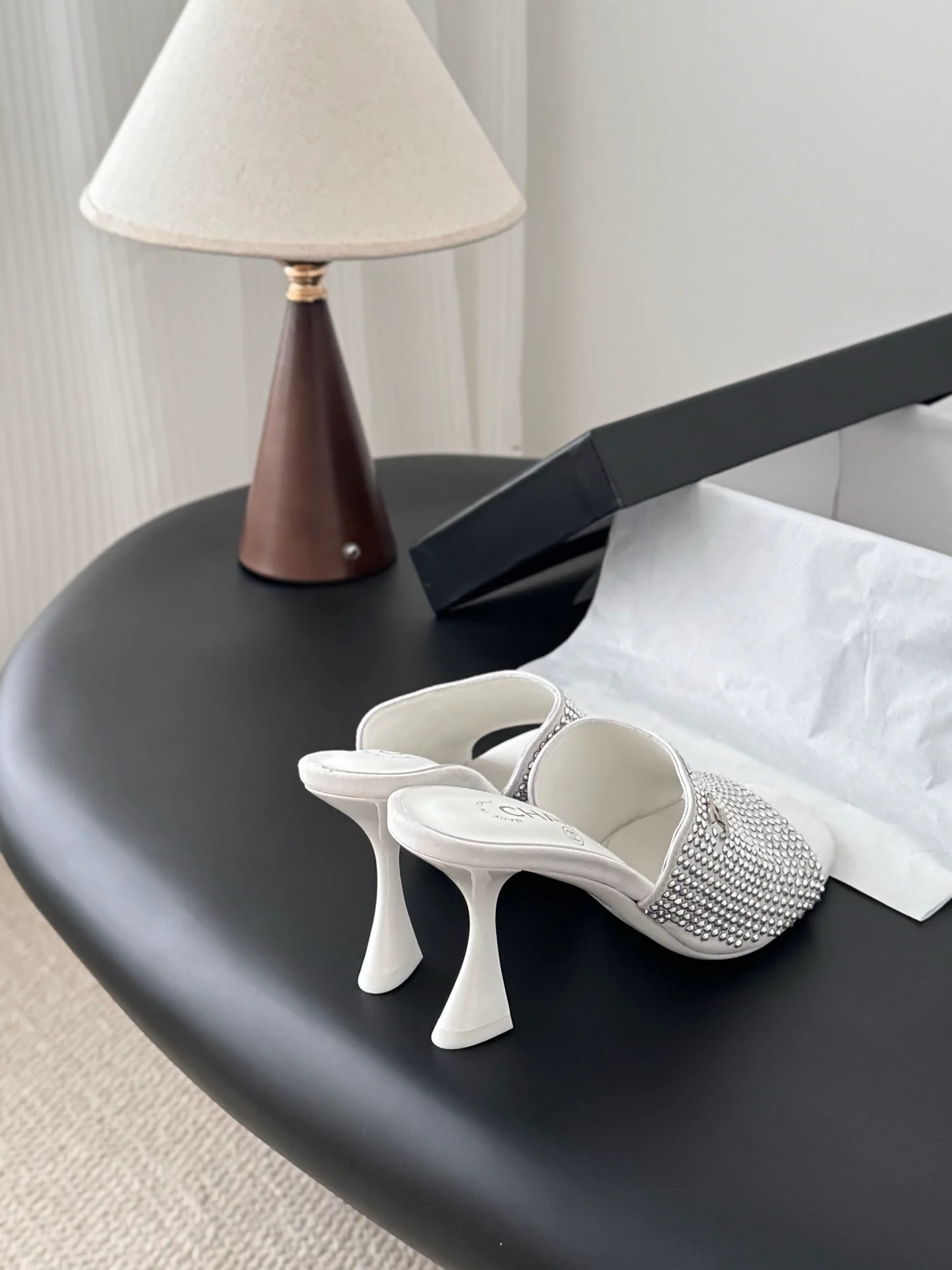 Chan 25fw high heeled slides sandals