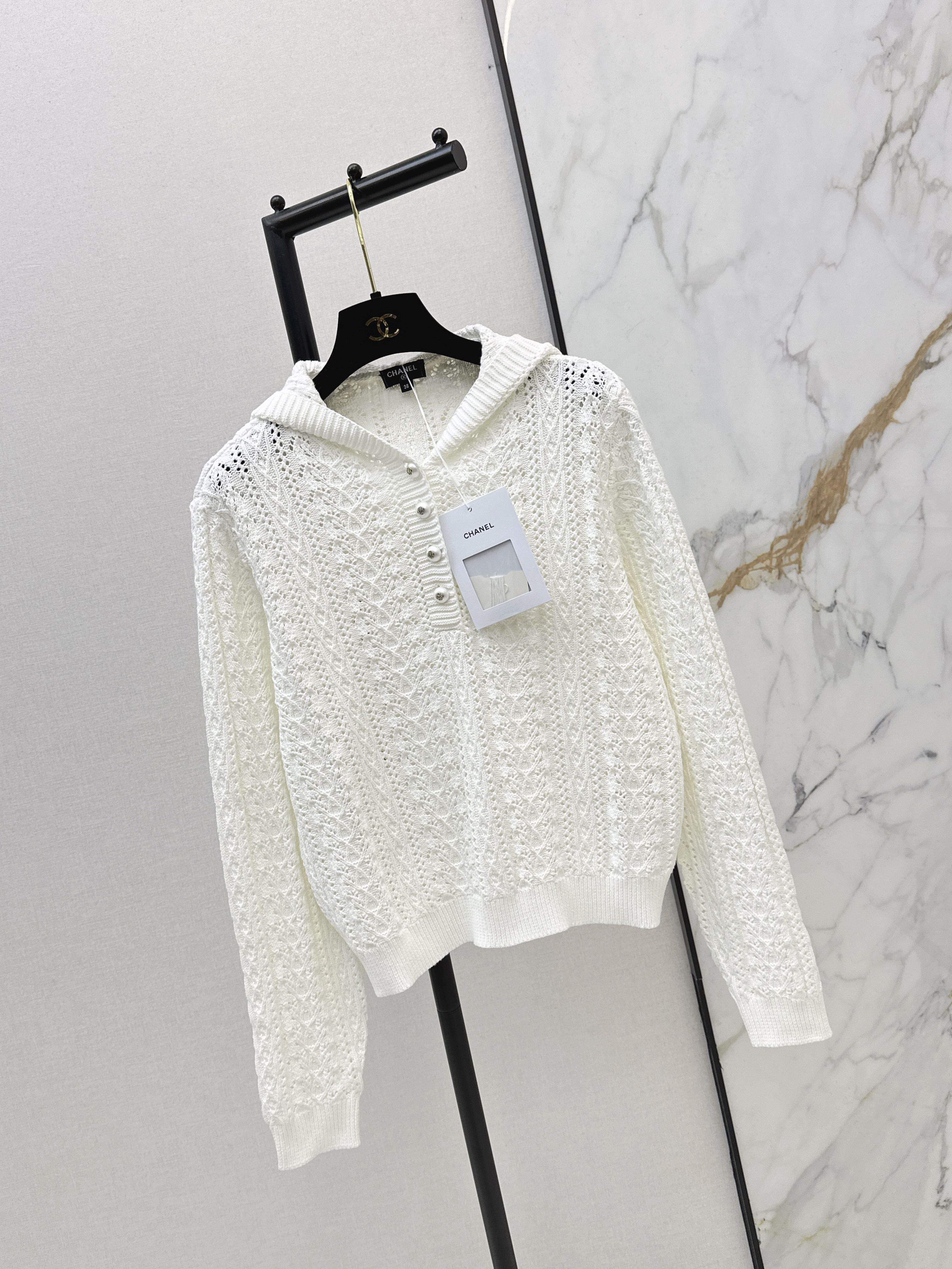 Chan 26ss hollow hooded knitwear