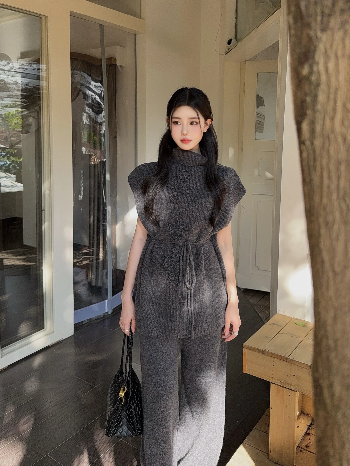 Chan 25fw sleeveless sweater pants set
