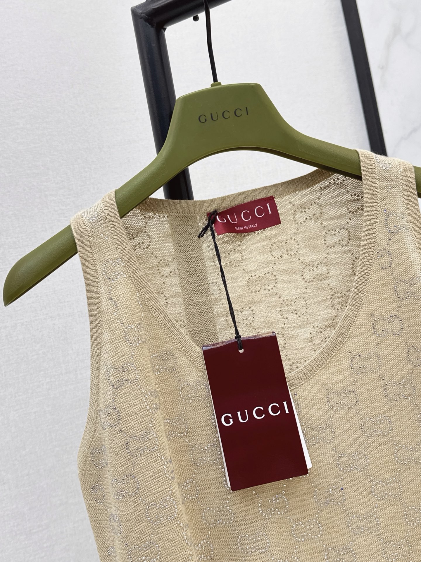 Guc 26ss rhinestone knit vest