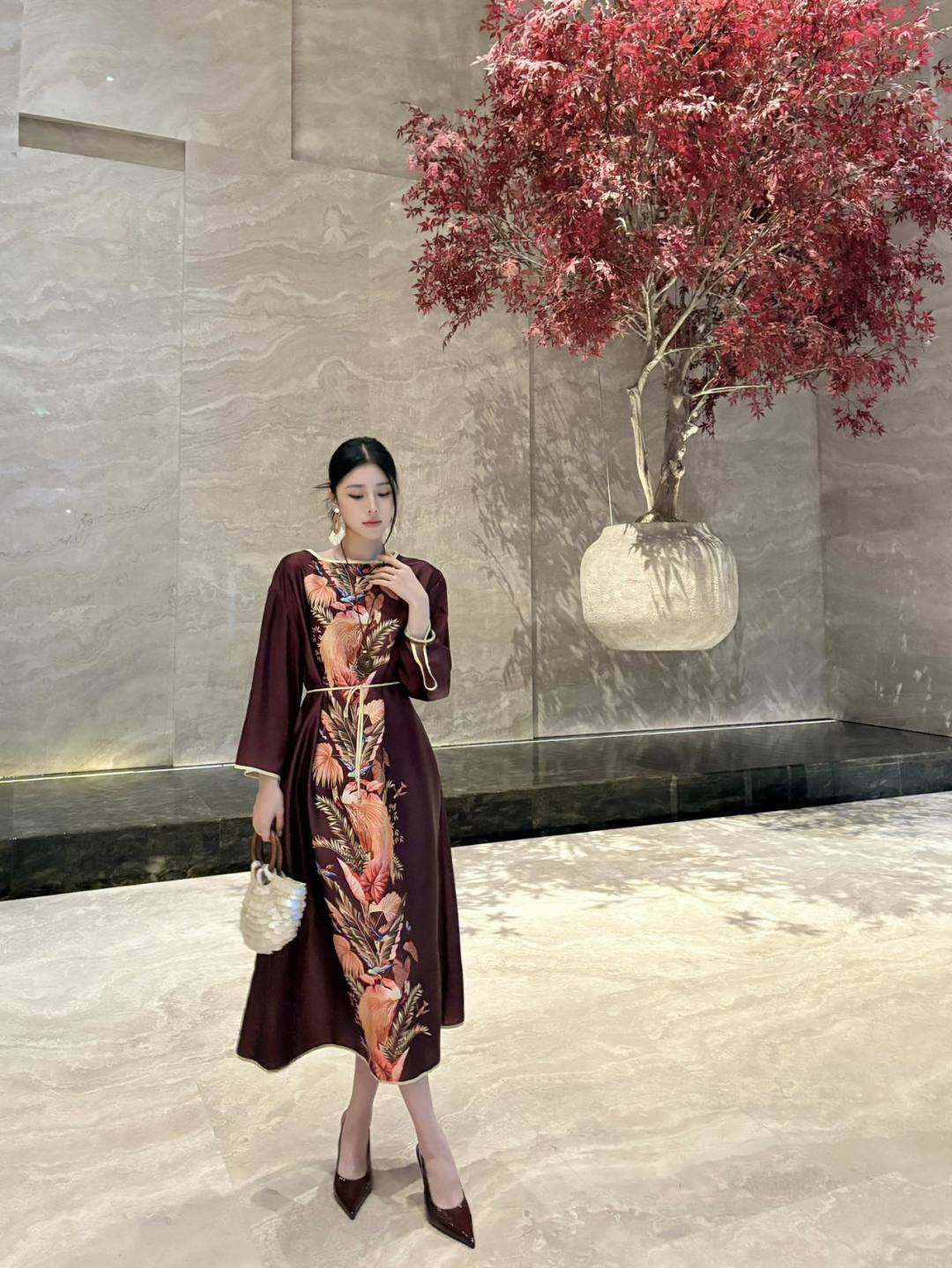 Guc 26ss print silk dress