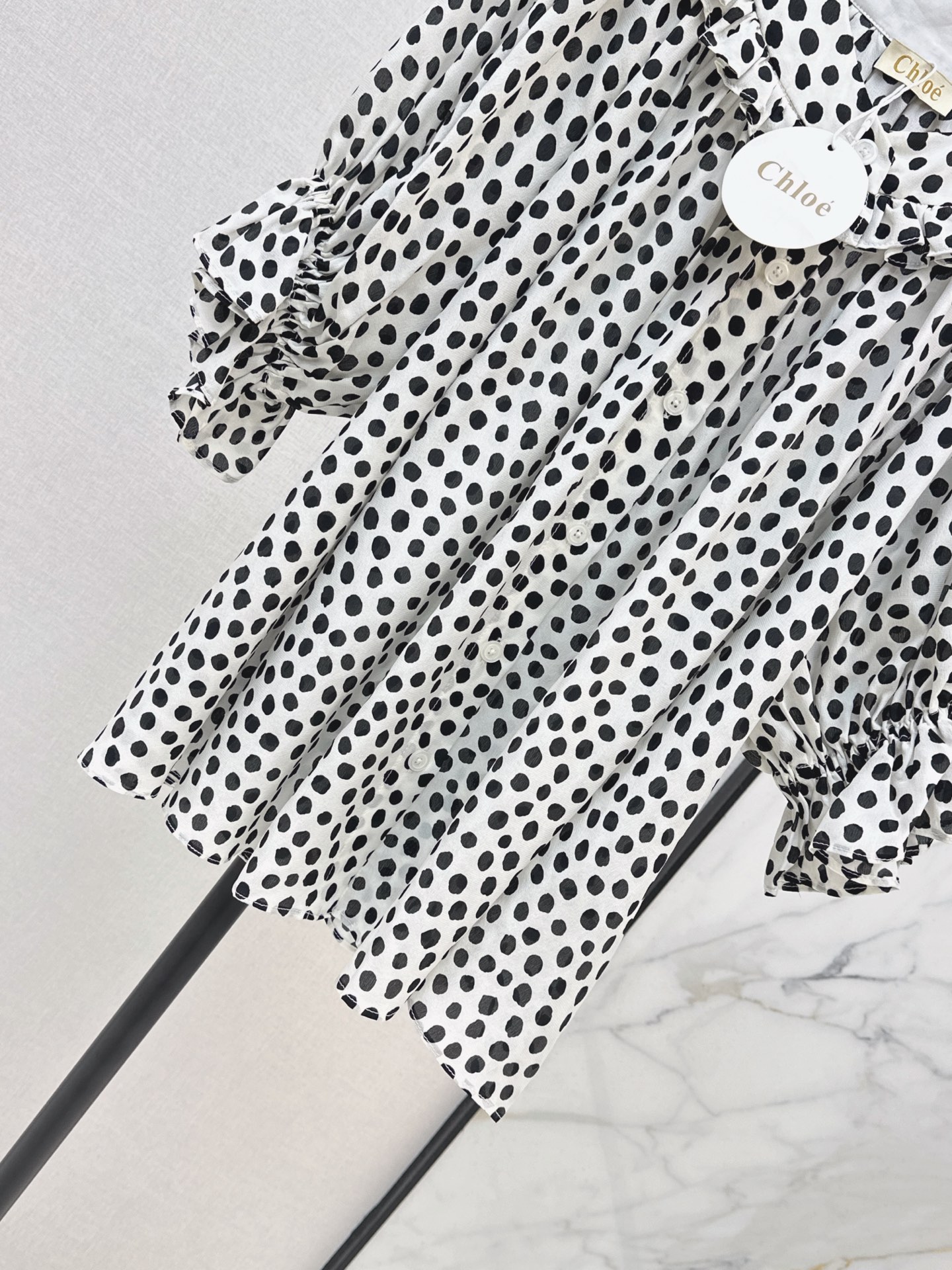 Chlo 26ss Polka Dot Ruffle Blouse