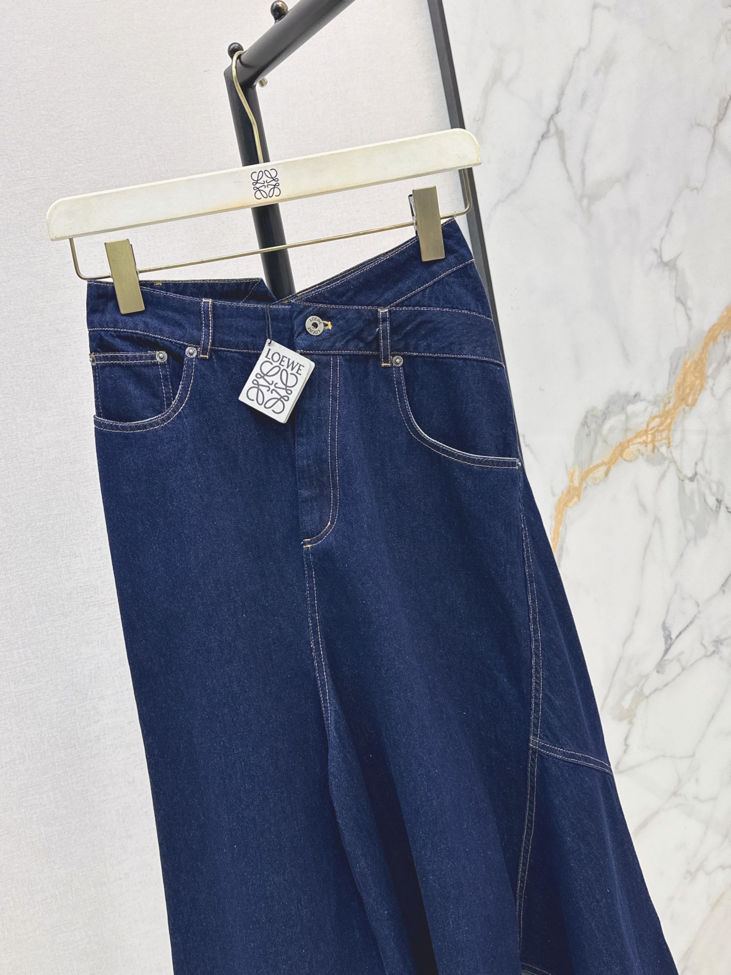 Loe 26ss asymmetrical denim skirt