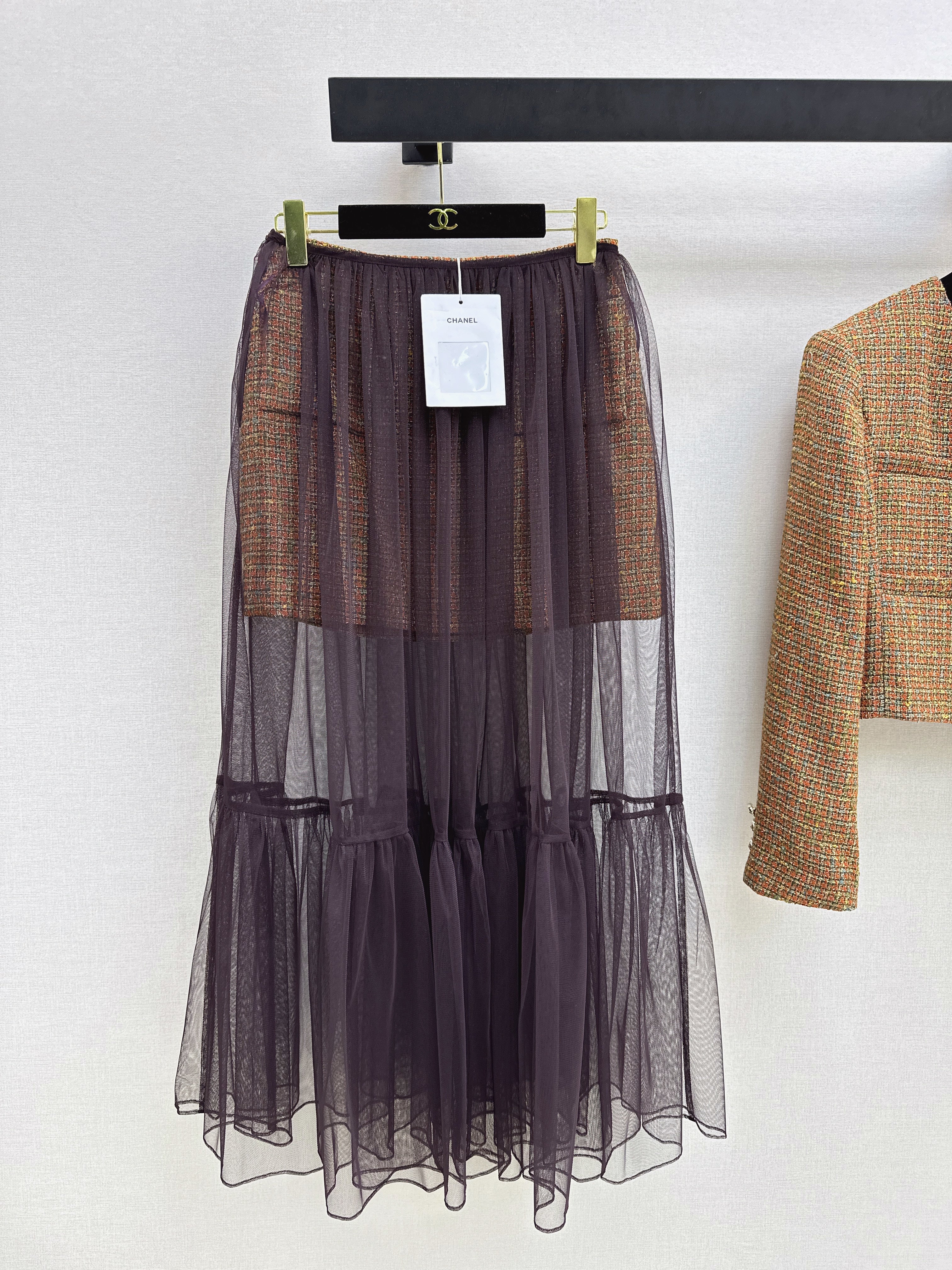 Chan 26ss woven mesh skirt