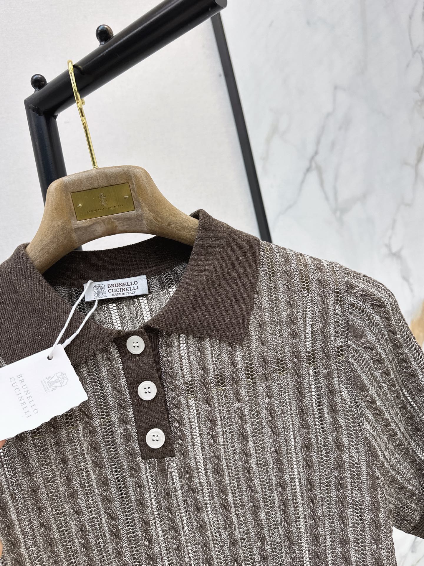 Brun 26ss hollow knit polo