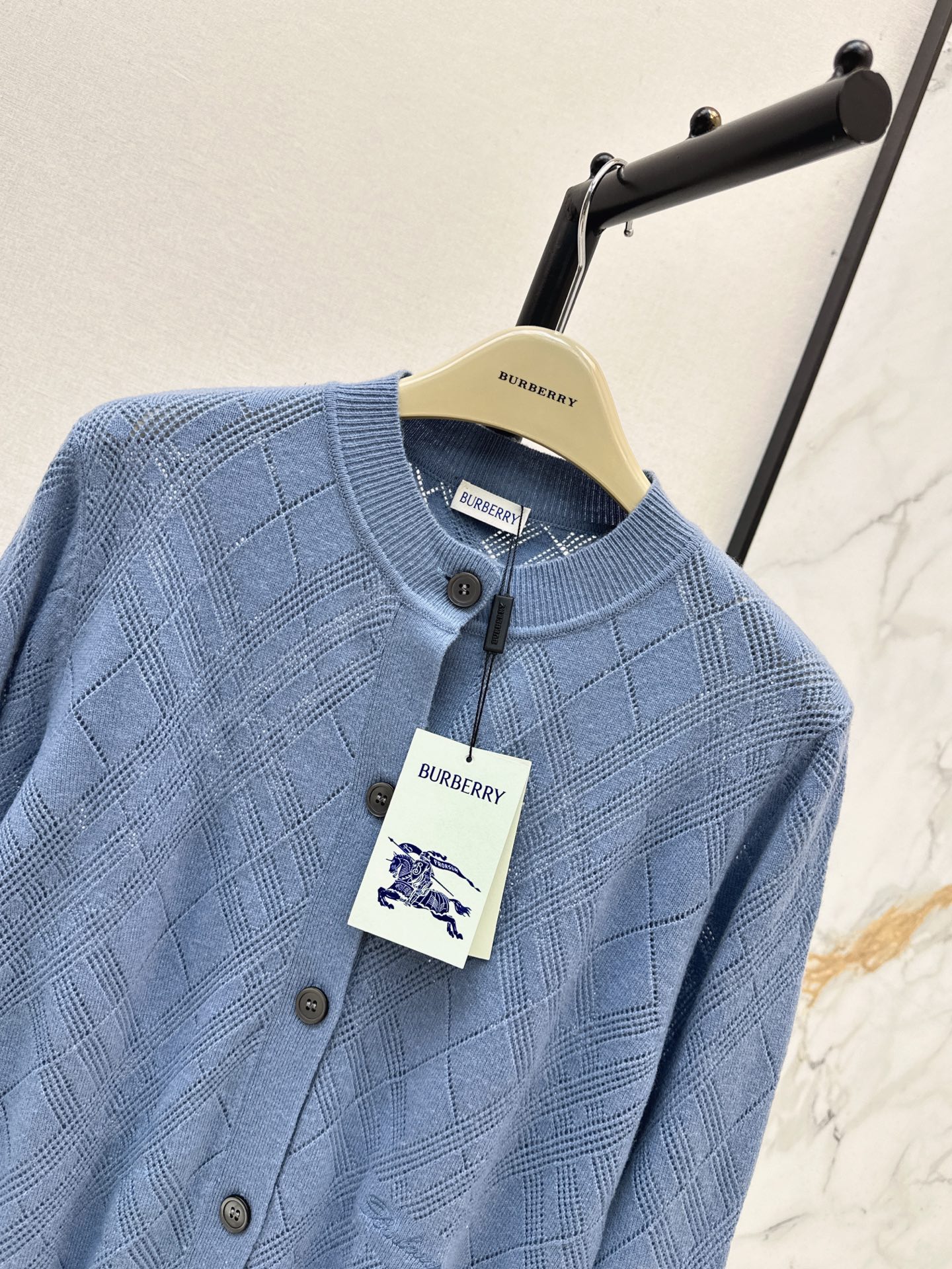 Bur 26ss check jacquard knit cardigan