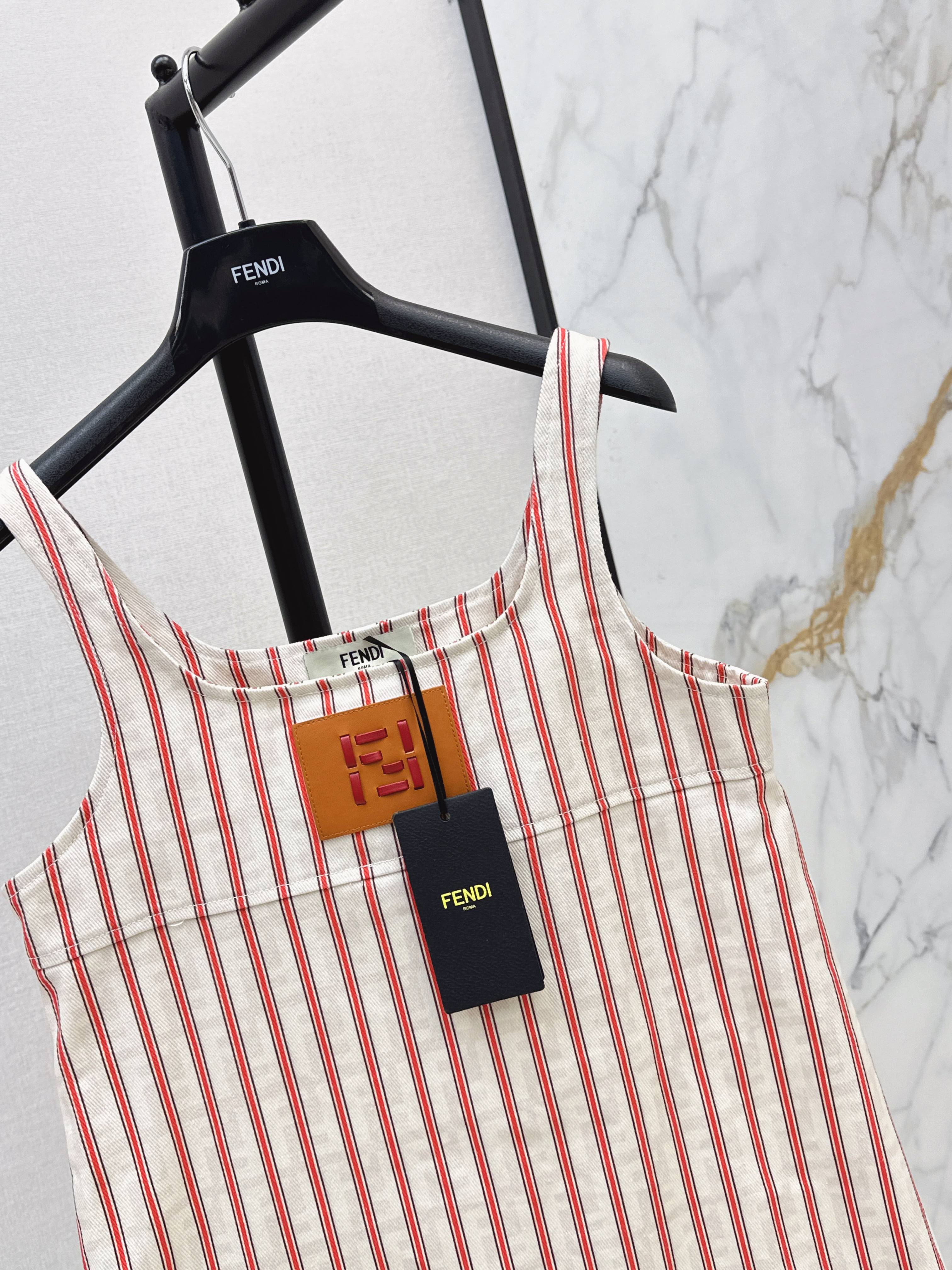 Fend 26ss Striped Sleeveless Mini Dress