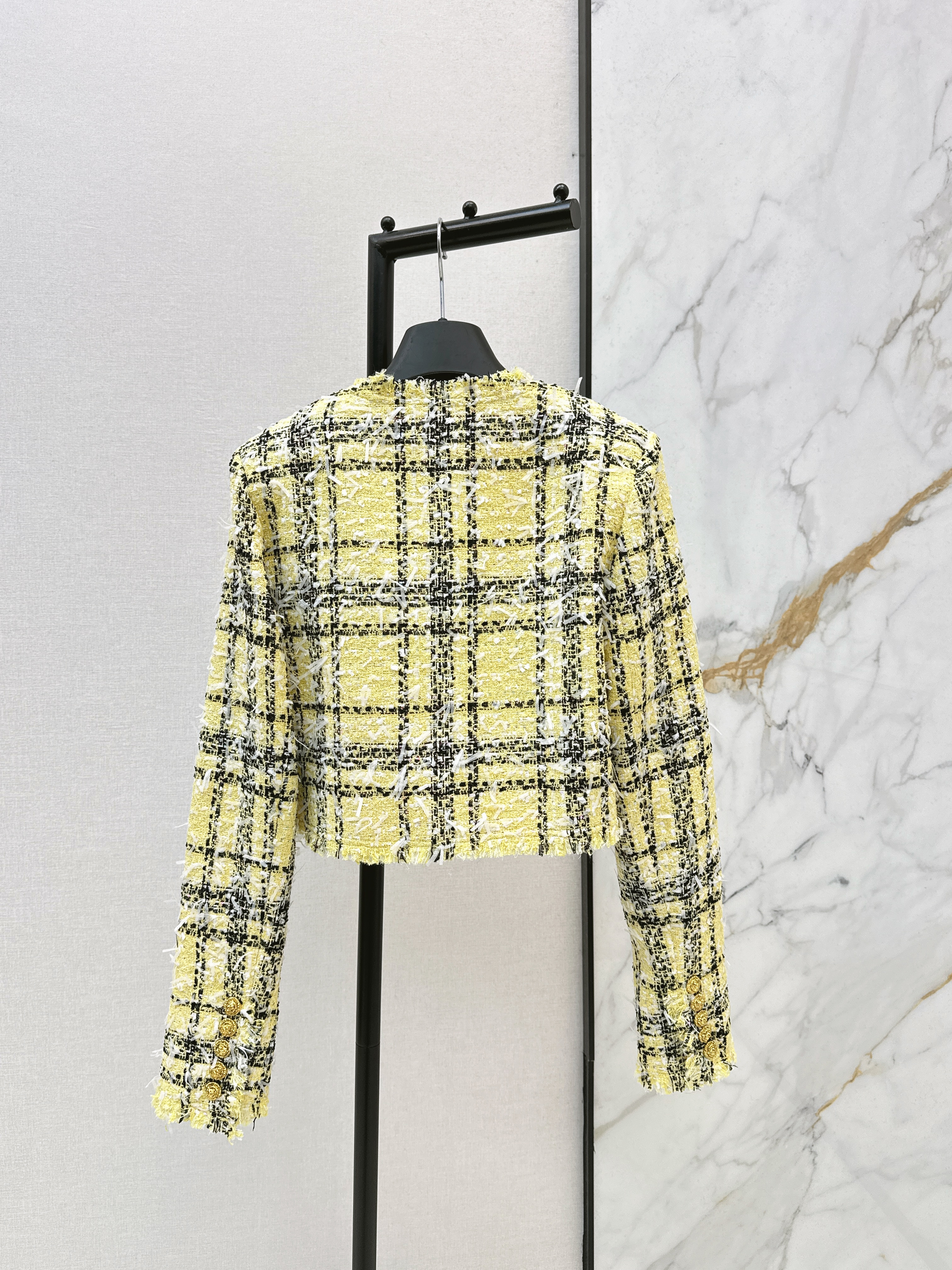 Bal 26ss check tweed jacket