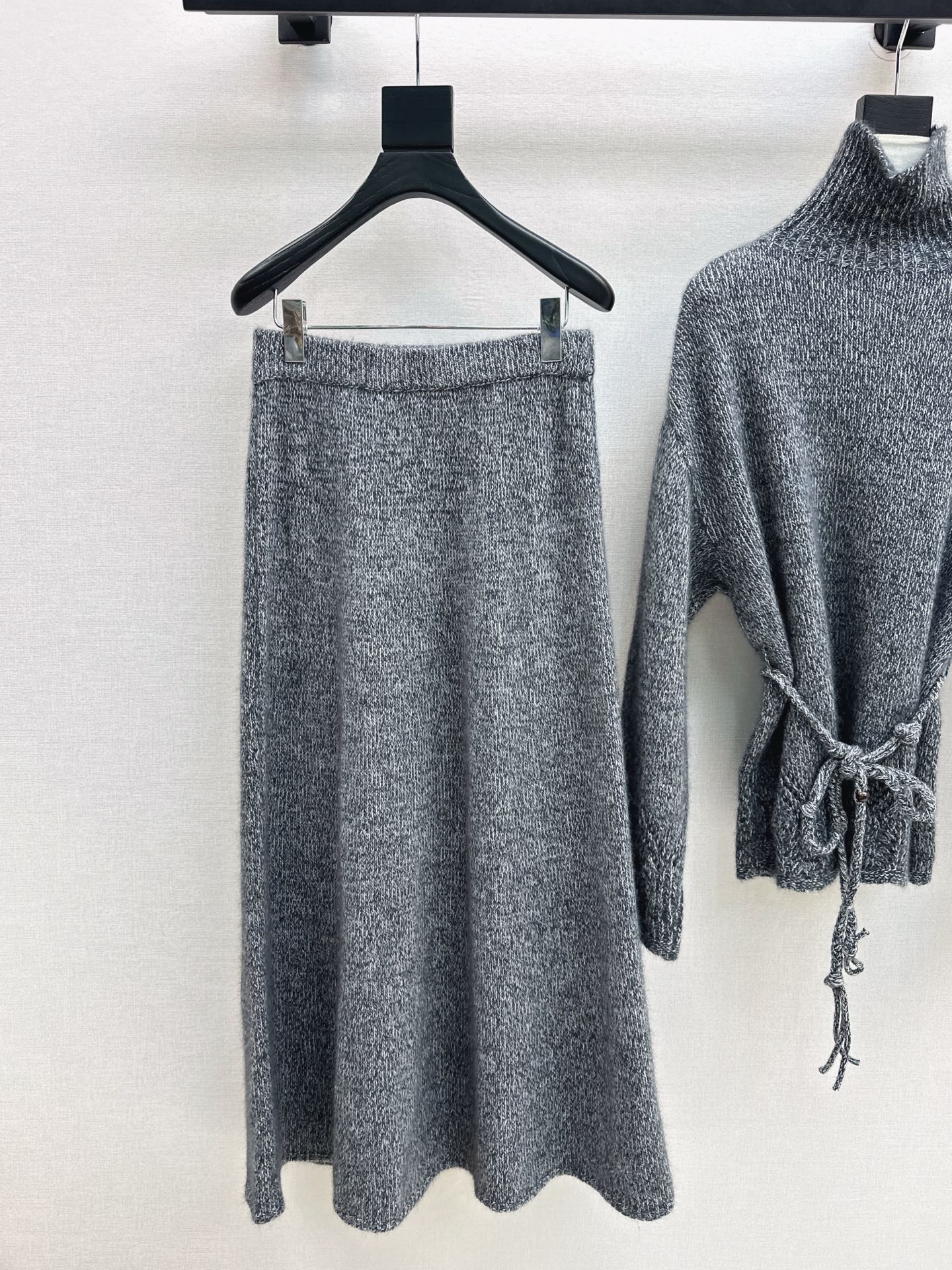 Brun 25fw knit high neck sweater+skirts outfit set