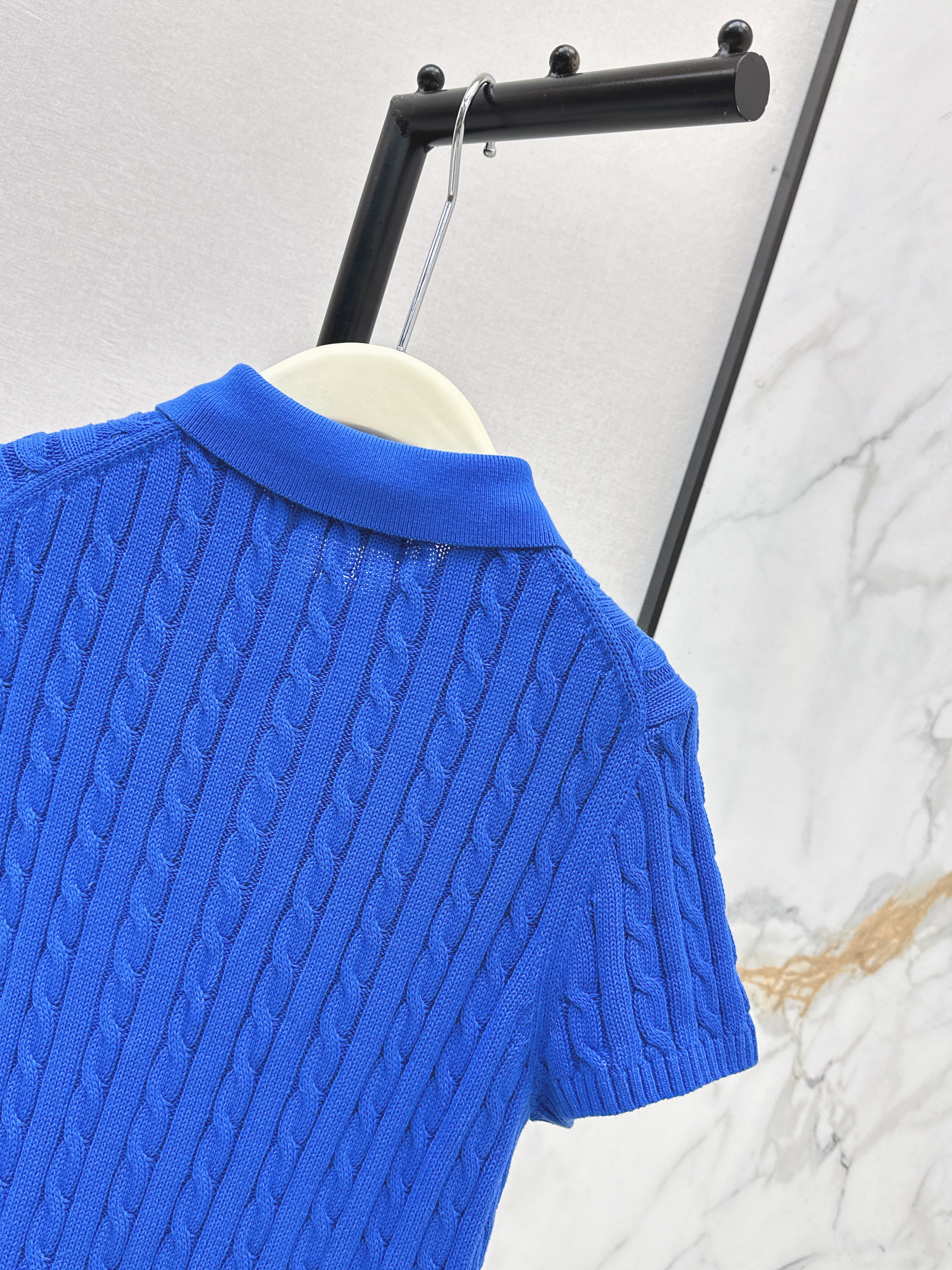 Ralp 26ss cable polo knit top