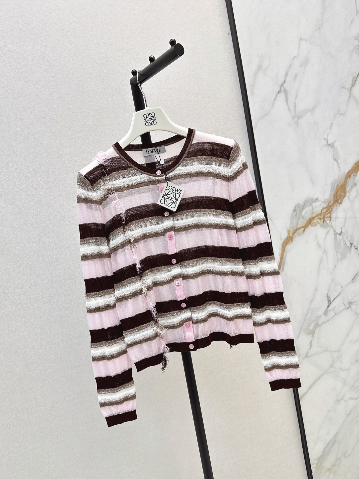 Loe 26ss stripe knit cardigan