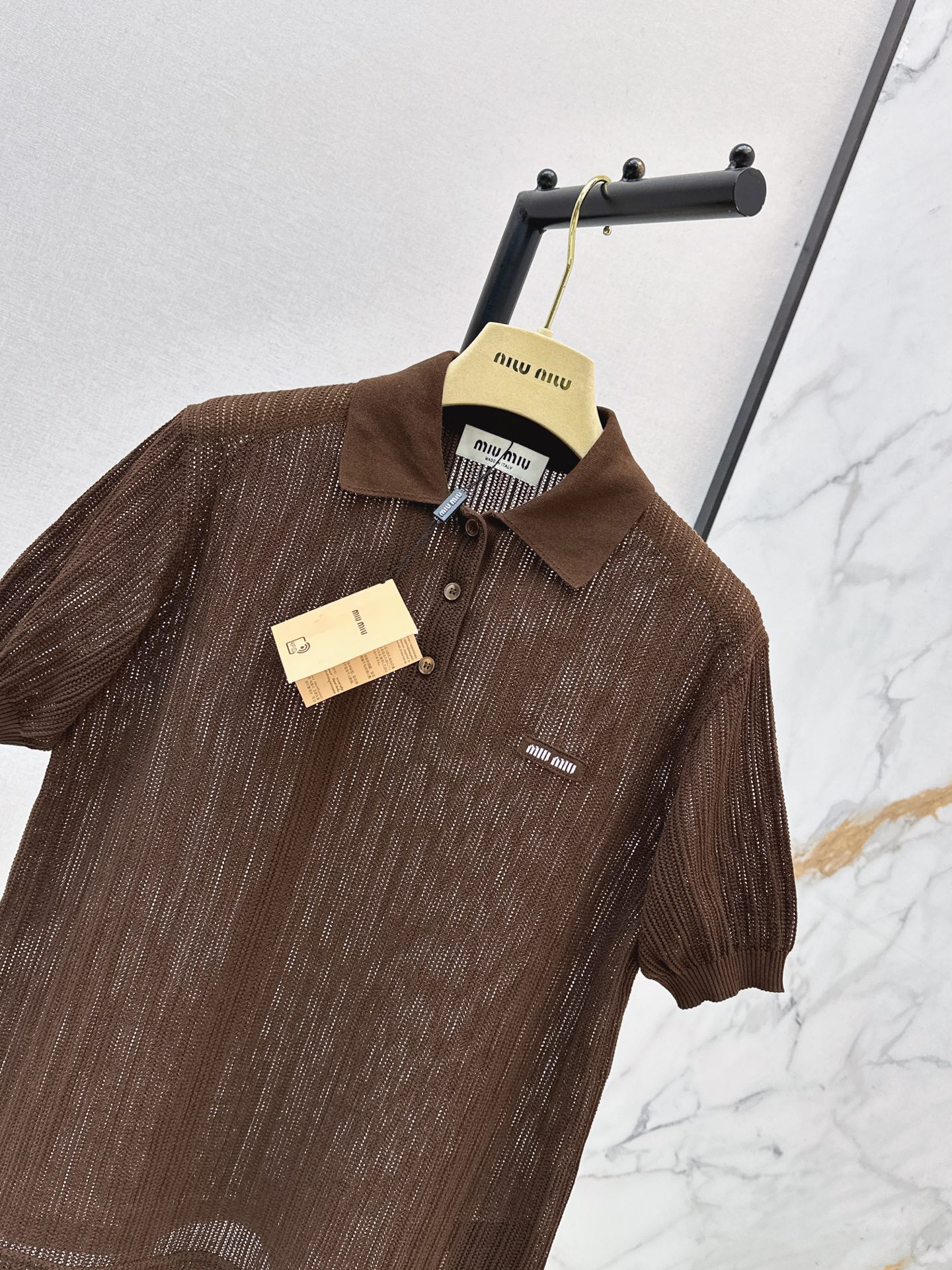 Miu 26ss hollow knit polo