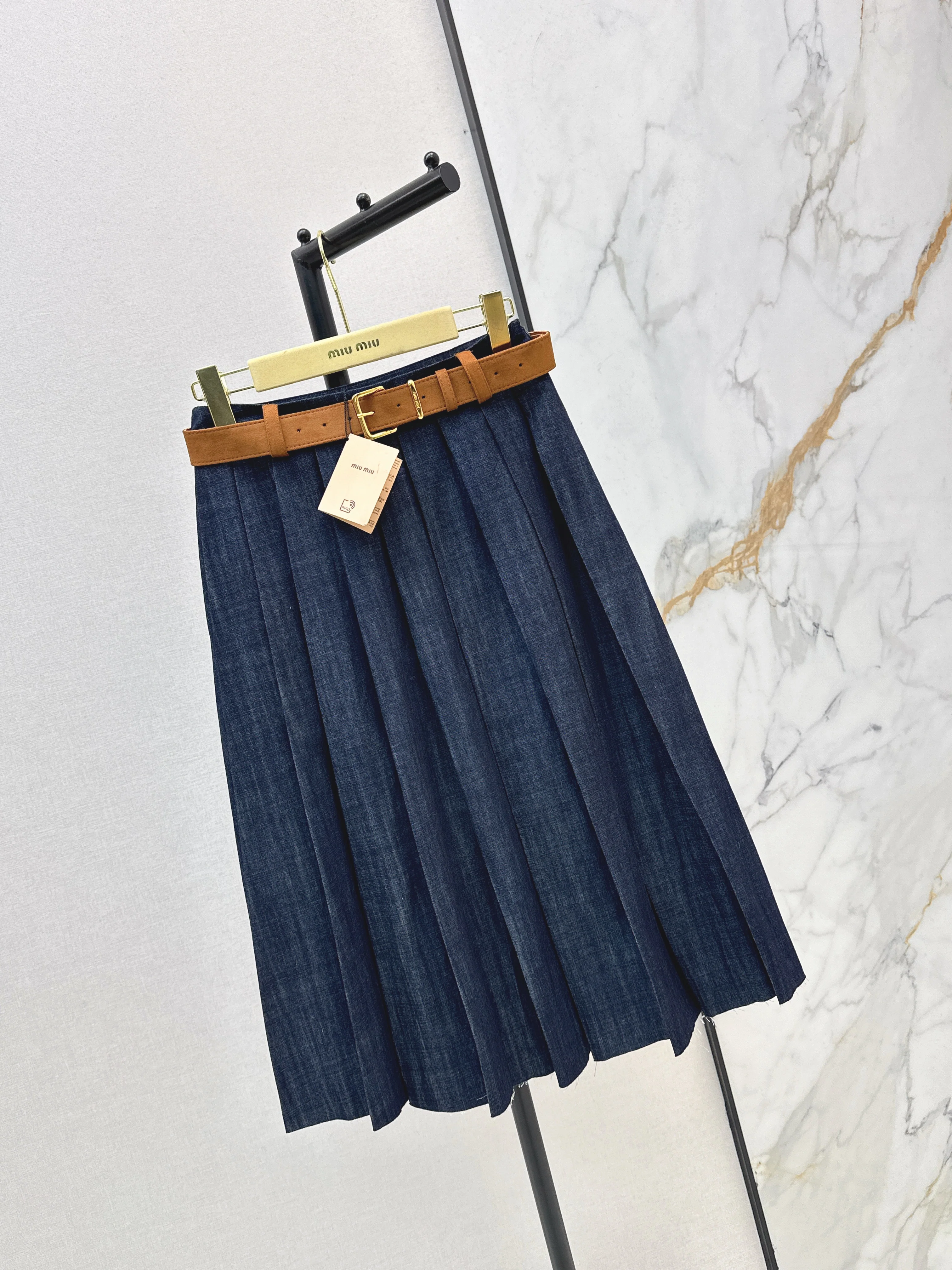 Miu26ss denim skirts with belted