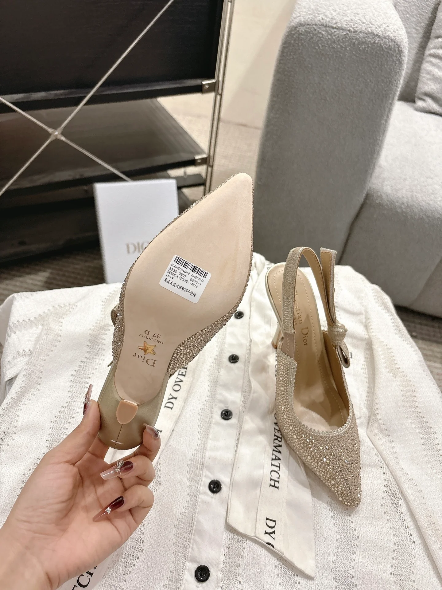 CD 25fw rhinestone slingback heels