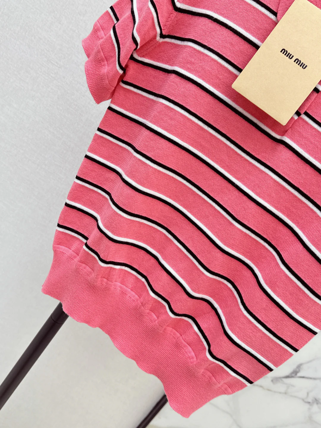 Miu 26ss stripe polo knit sweater