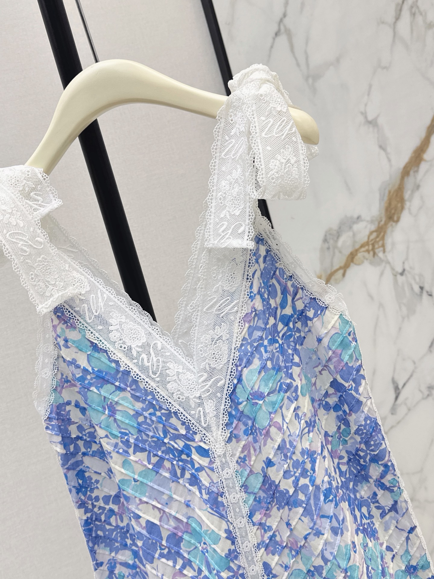 Zimm 26ss lace slip print dress