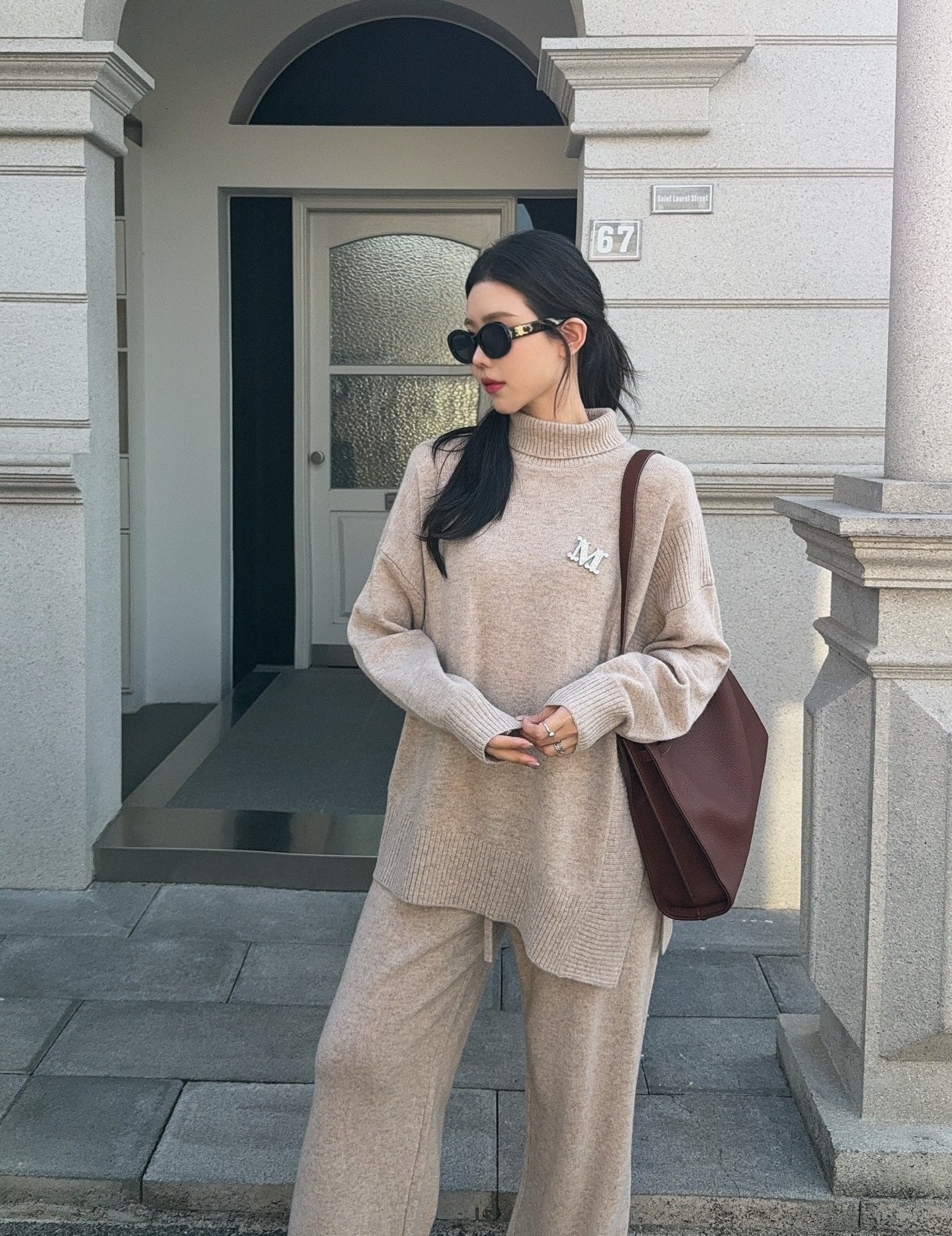 Max 25fw knit high neck sweater+pants outfit sets