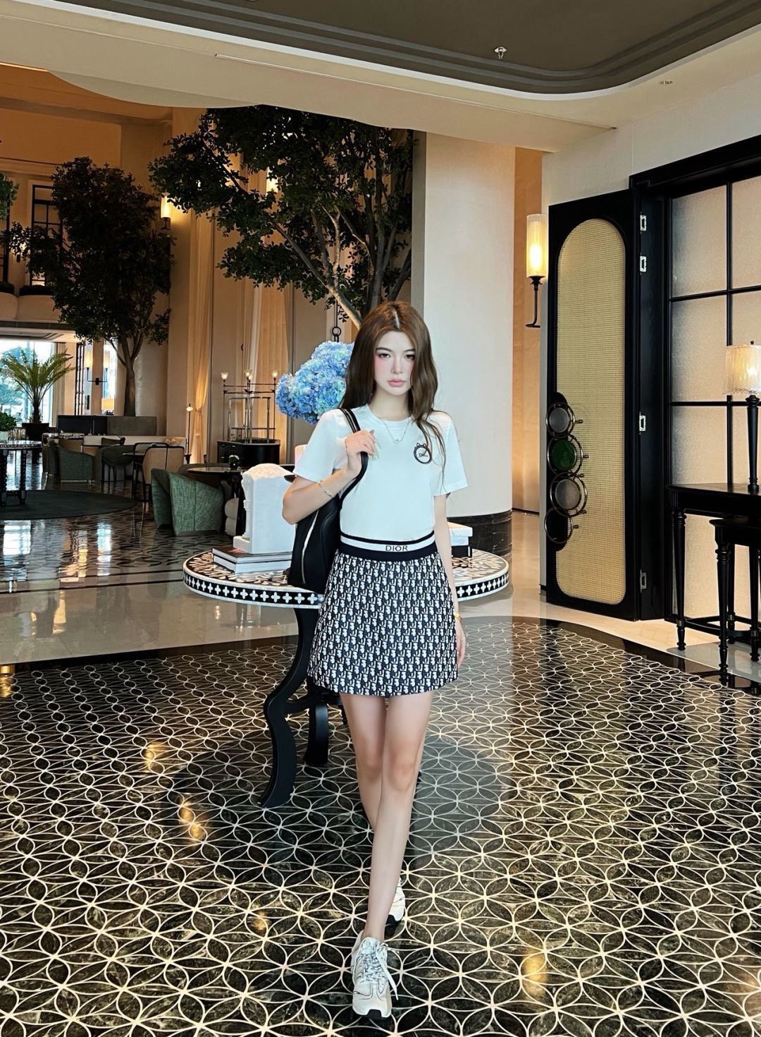 CD 26ss embroidery t-shirt print skirt set