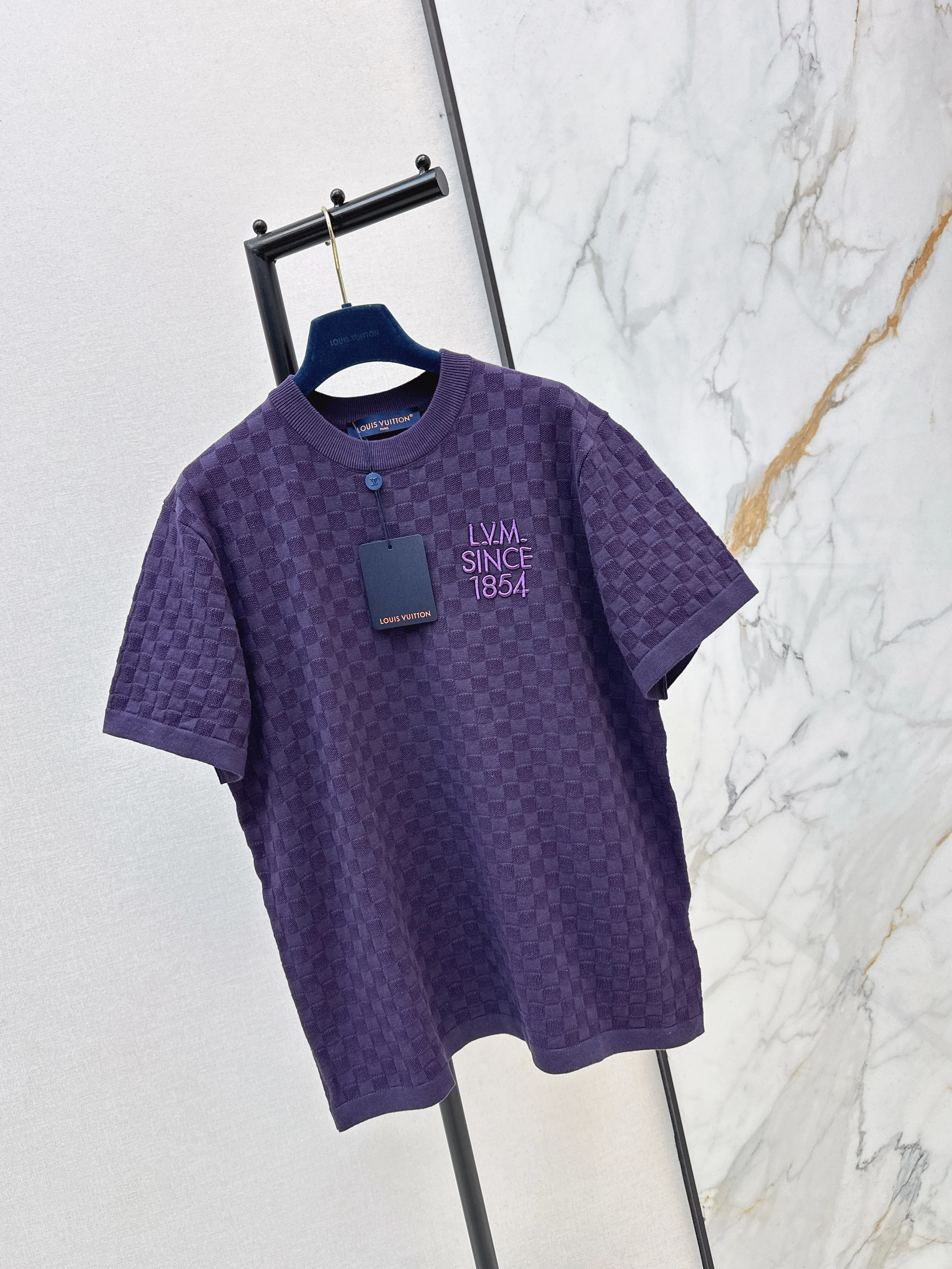 Louis 26ss check embroidery t-shirts