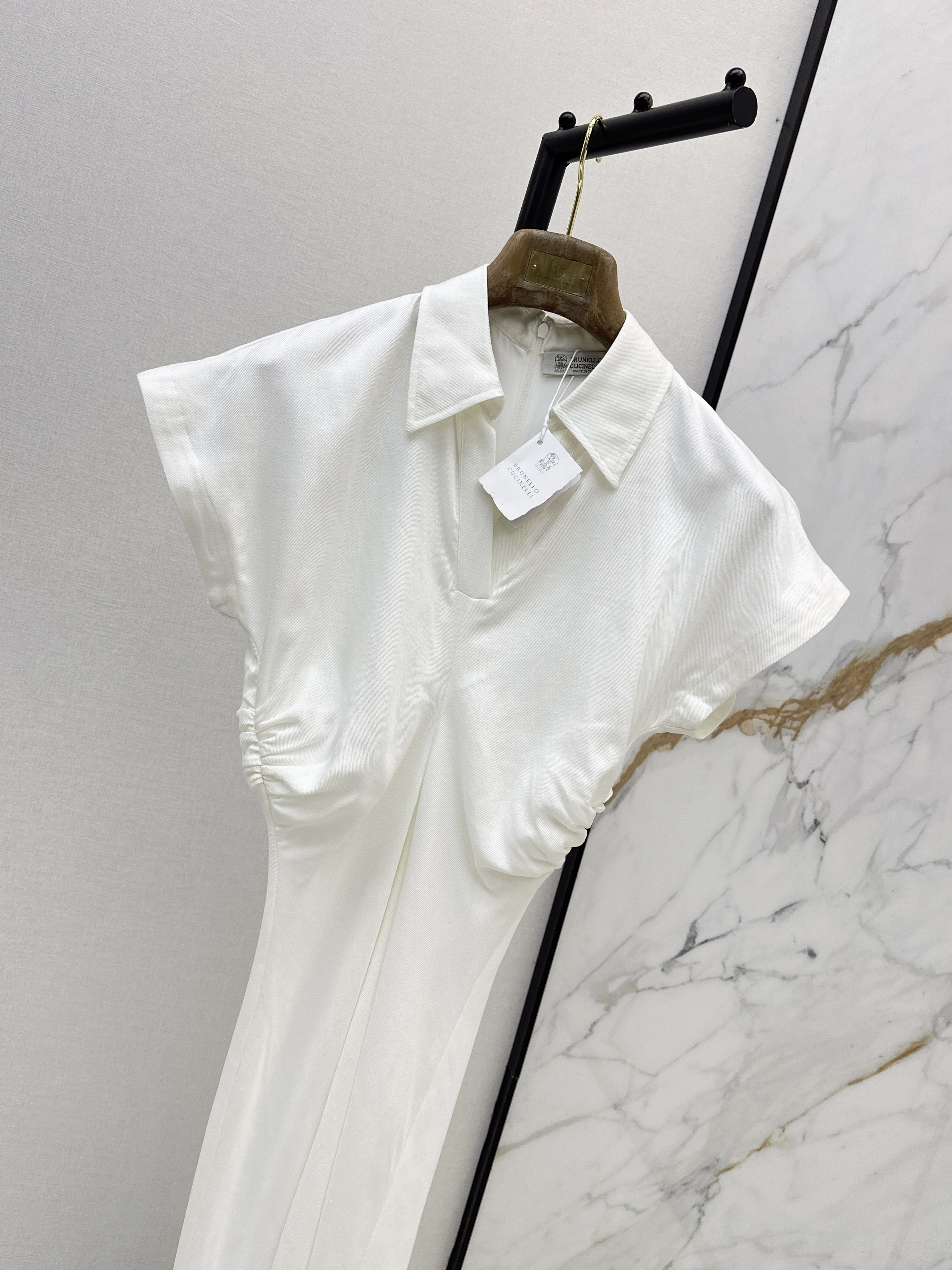 Brun 26ss ruched waist dress