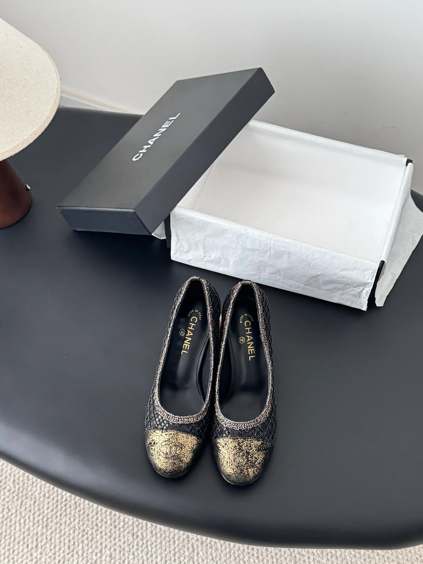 Chan 26ss pearl mary jane chunky heel