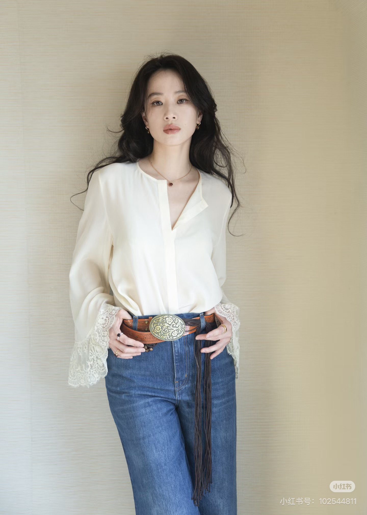 Chol 26ss lace flarel sleeve shirt