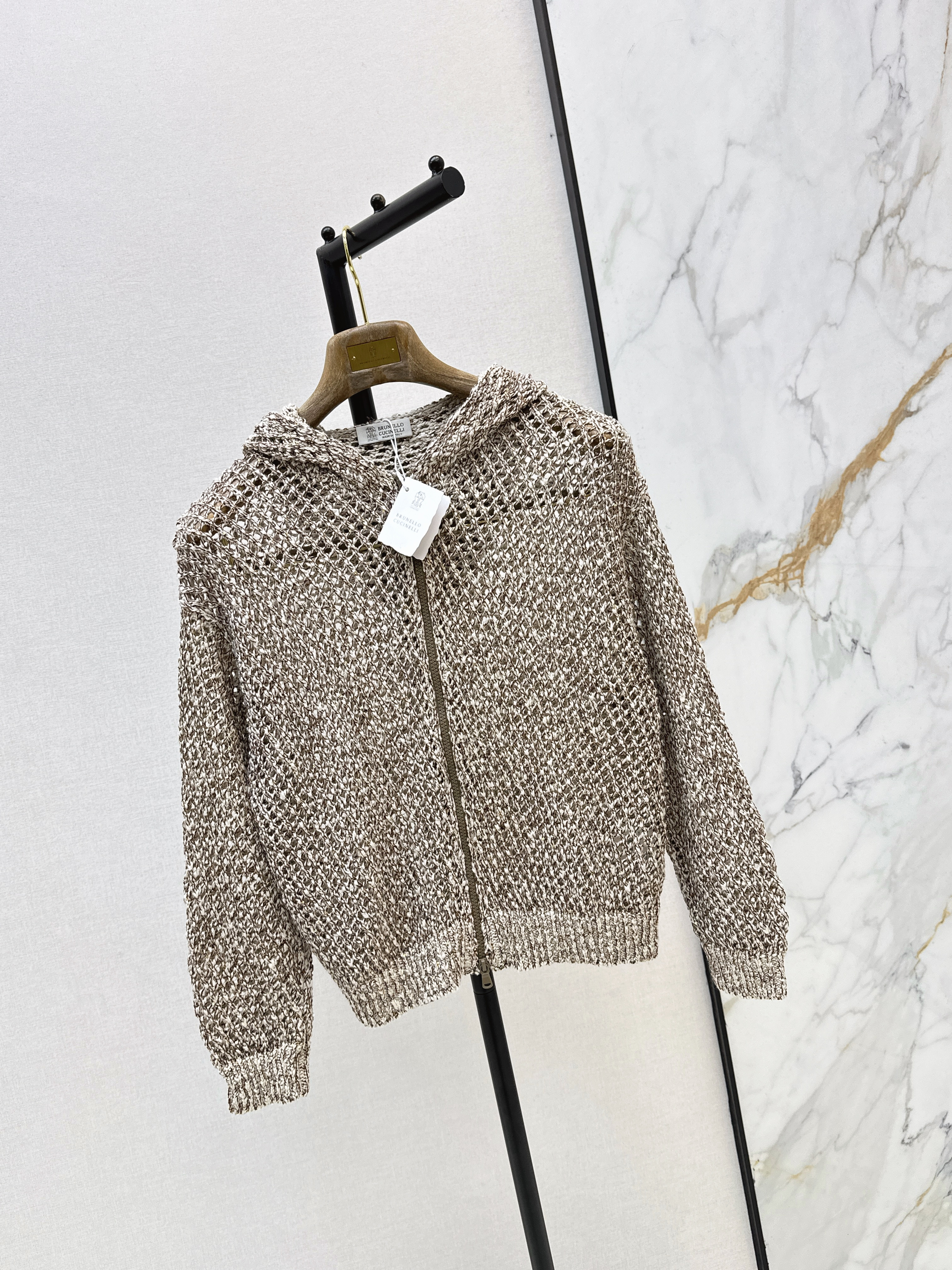 Brun 26ss hooded knit jacket