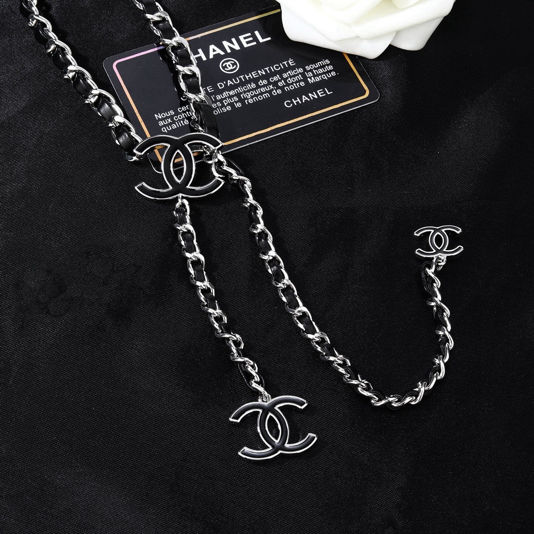 Chan Black Silver Chain Belt