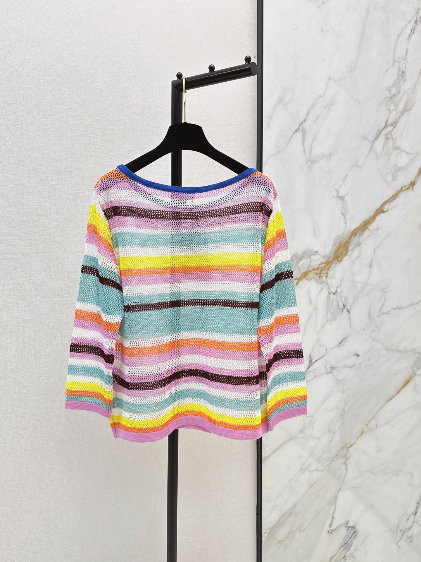 Chan 26ss stripe hollow knitwear