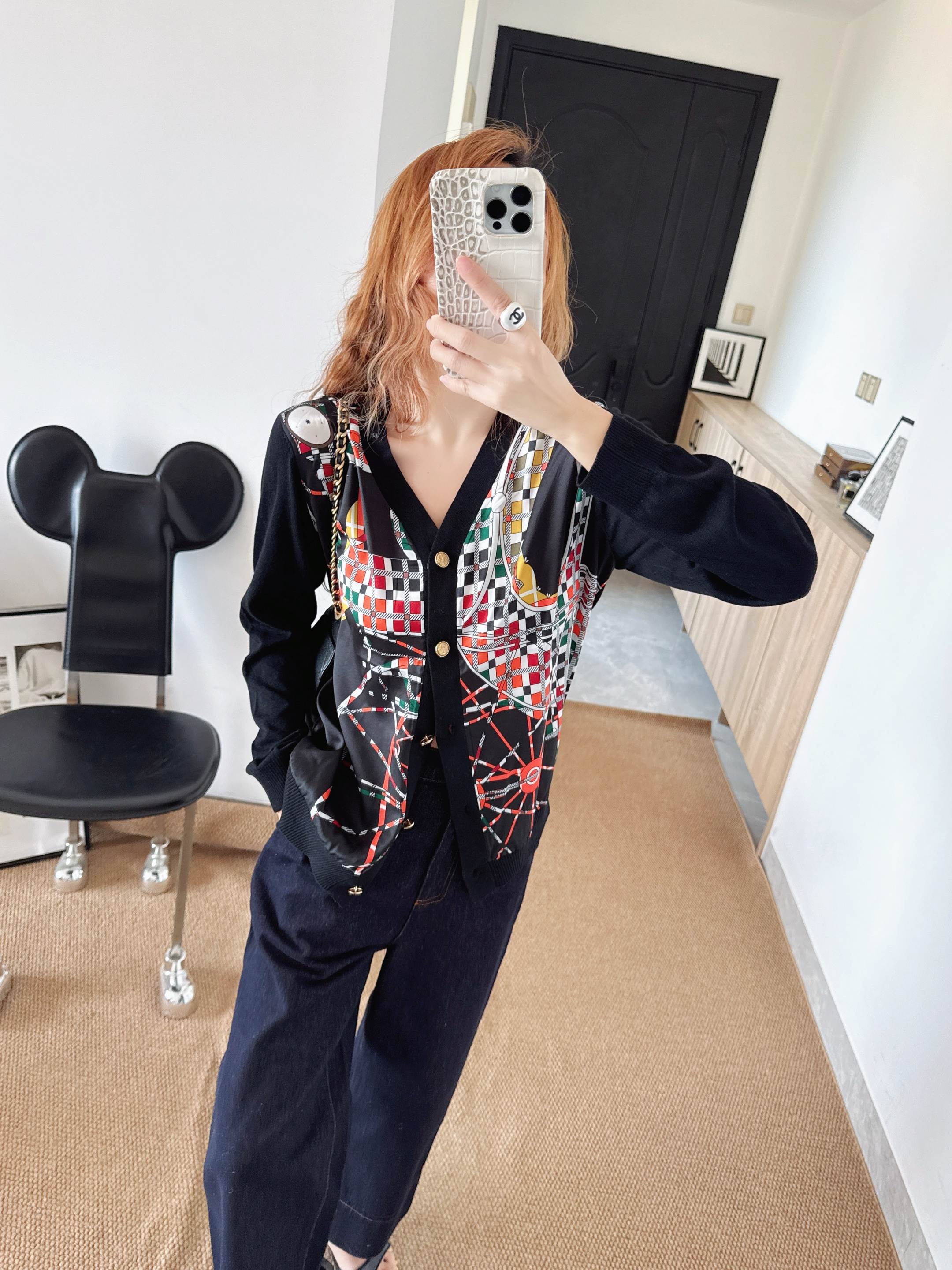 Herm 26ss print knit cardigan