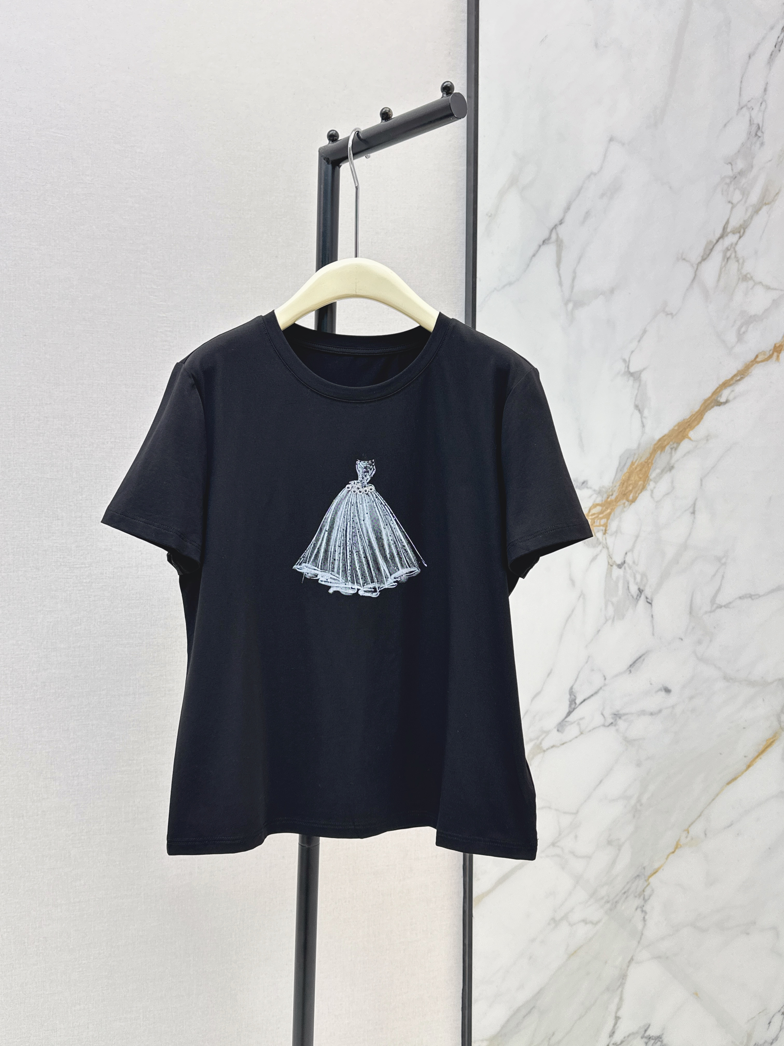 Chan 26ss beading print t-shirt