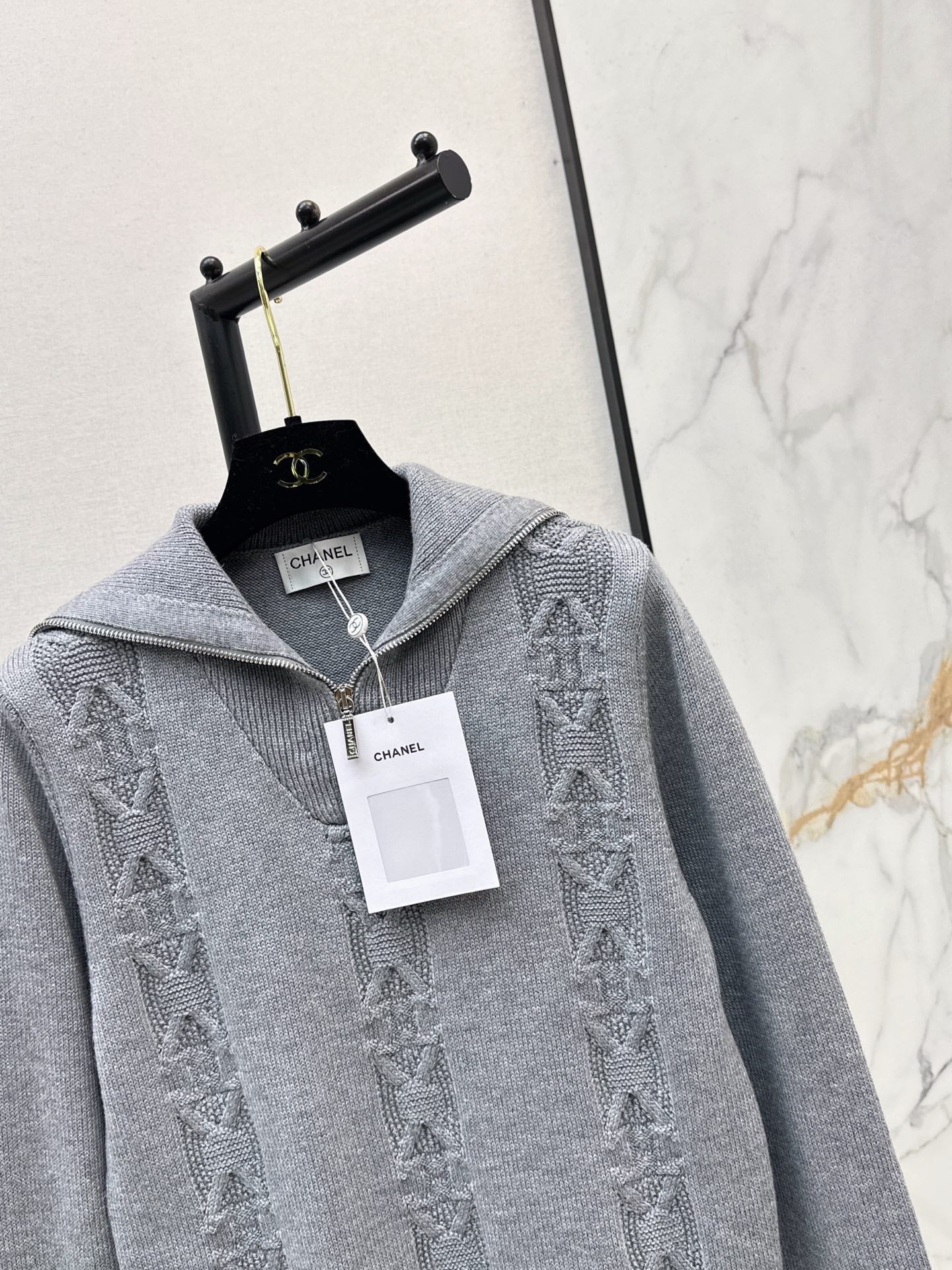 Chan 25fw zip knit jumper