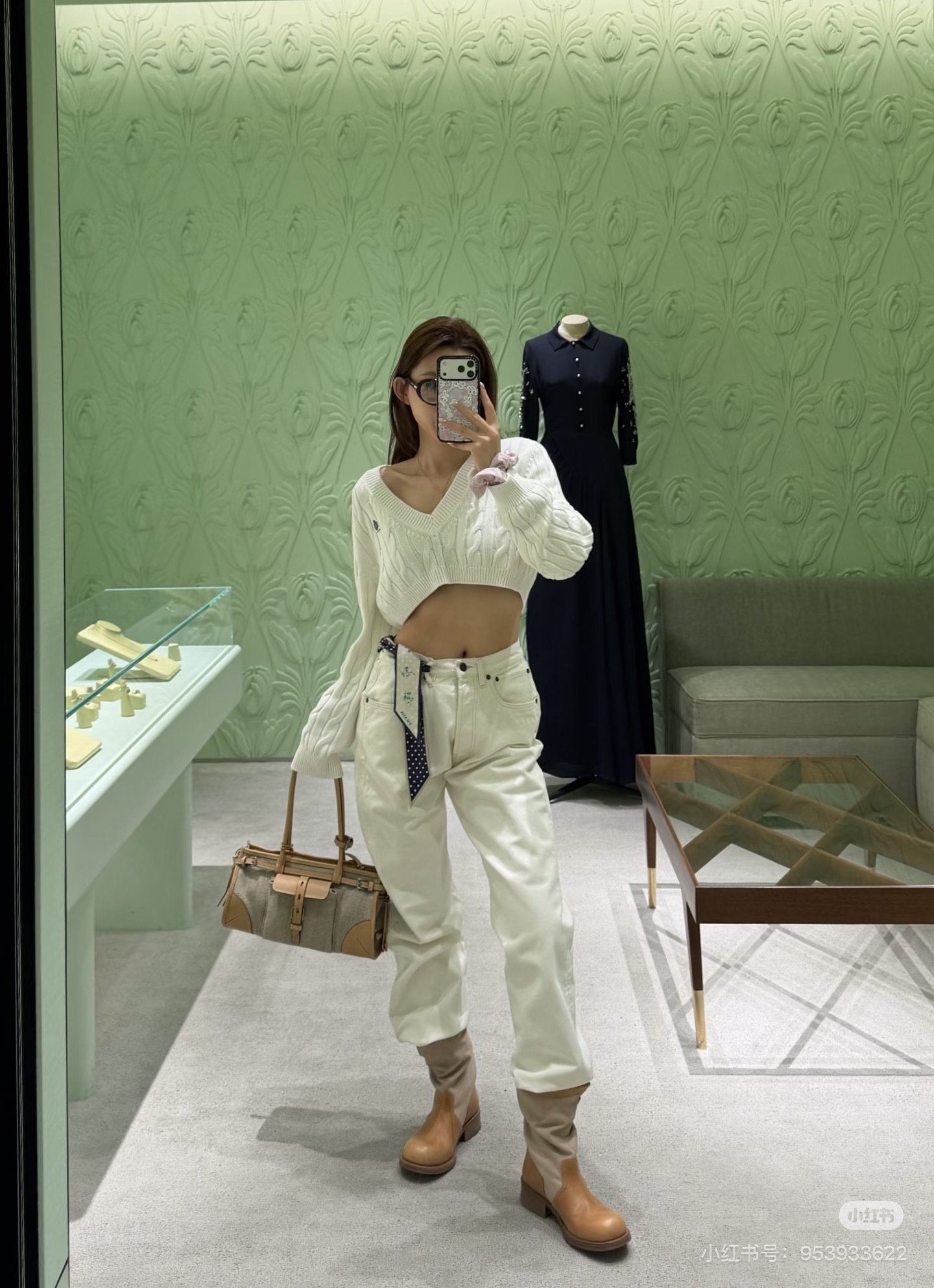 Pra 26ss cable knit cropped sweater