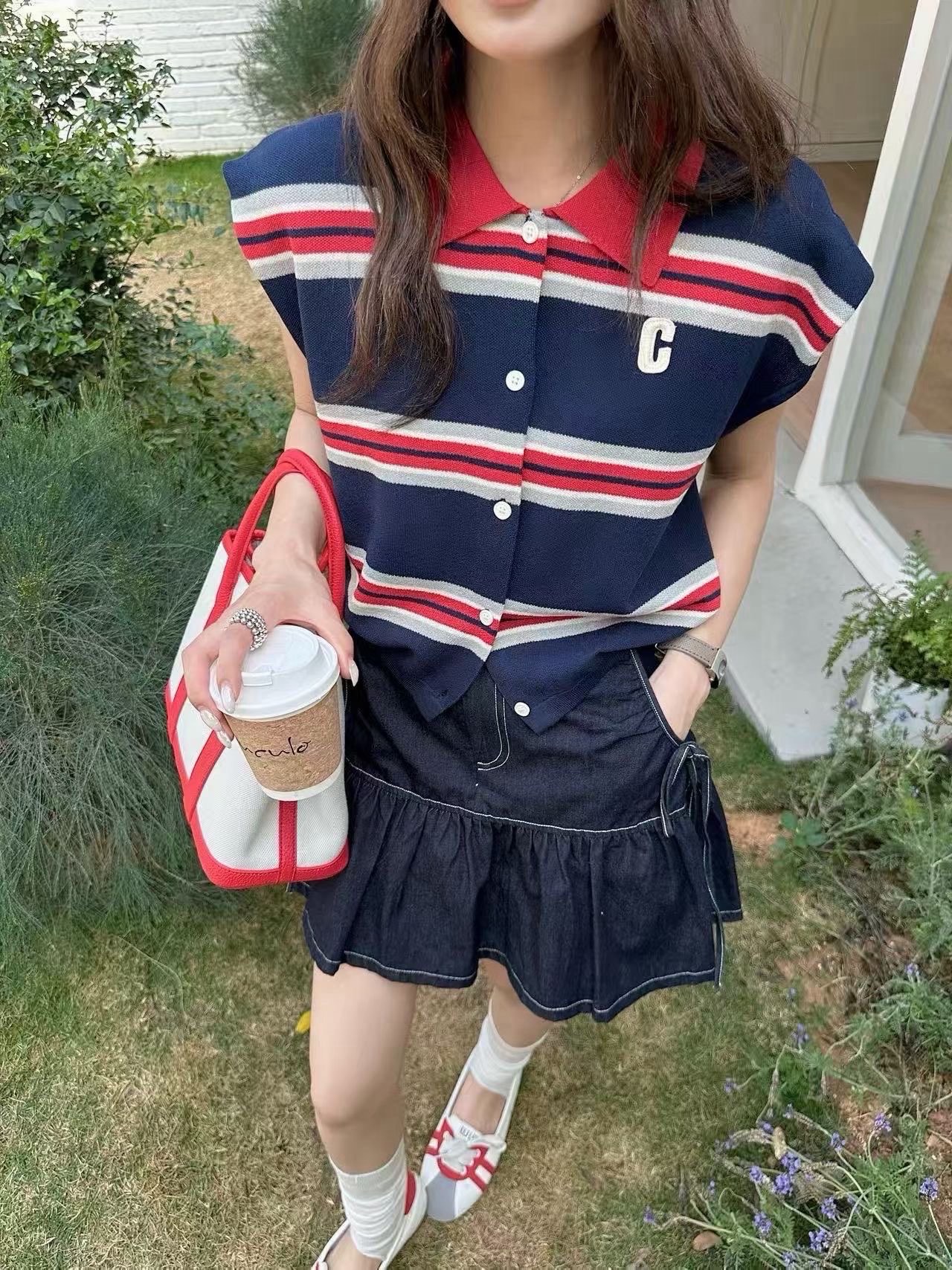 Celi 26ss sleeveless knit cardigan