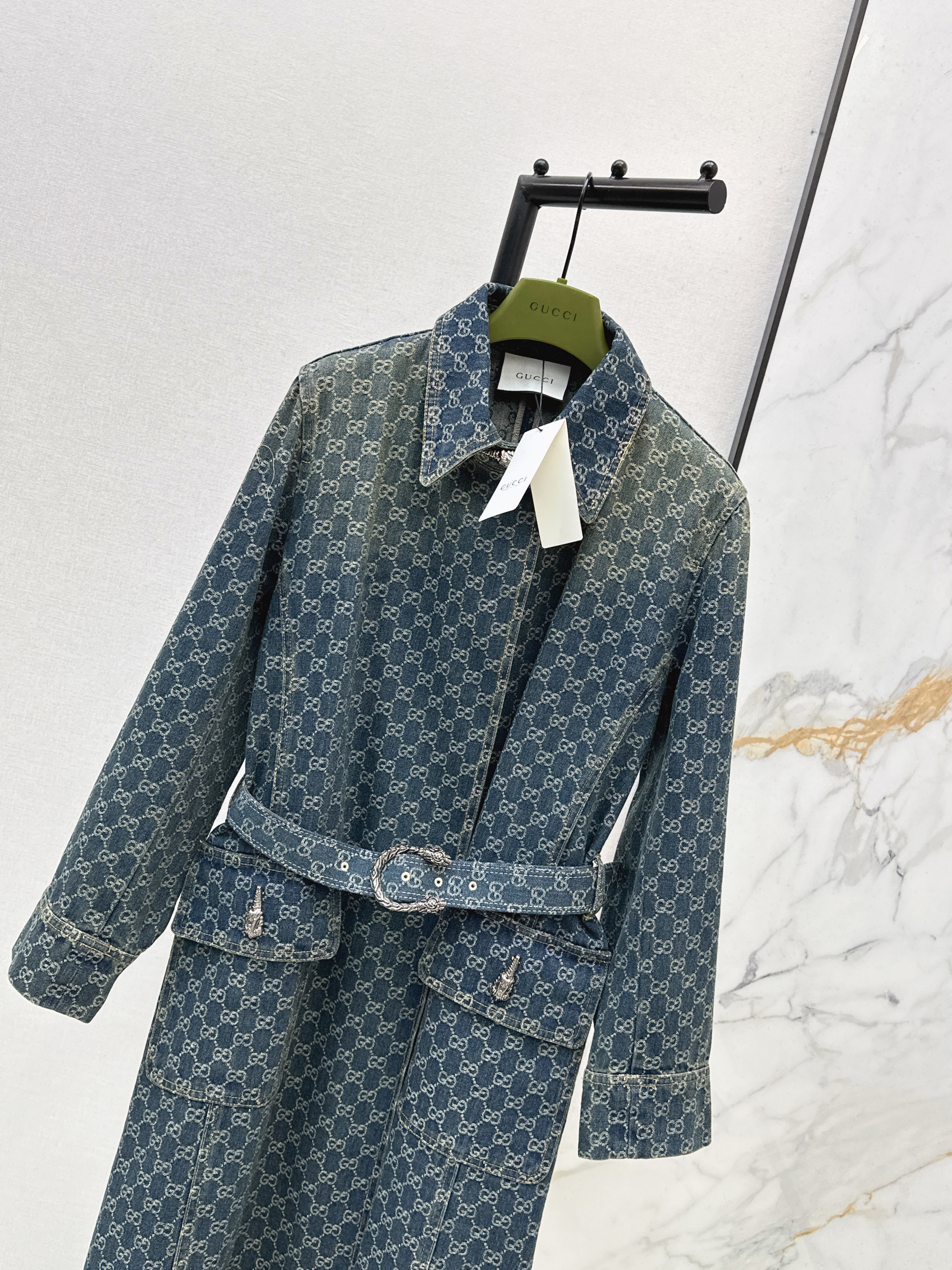 Guc 26ss jacquard denim overcoats