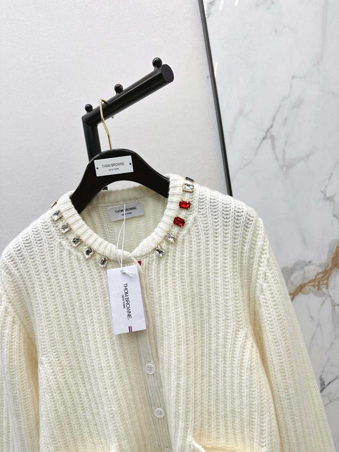 Thom 26ss rhinestone knit cardigan