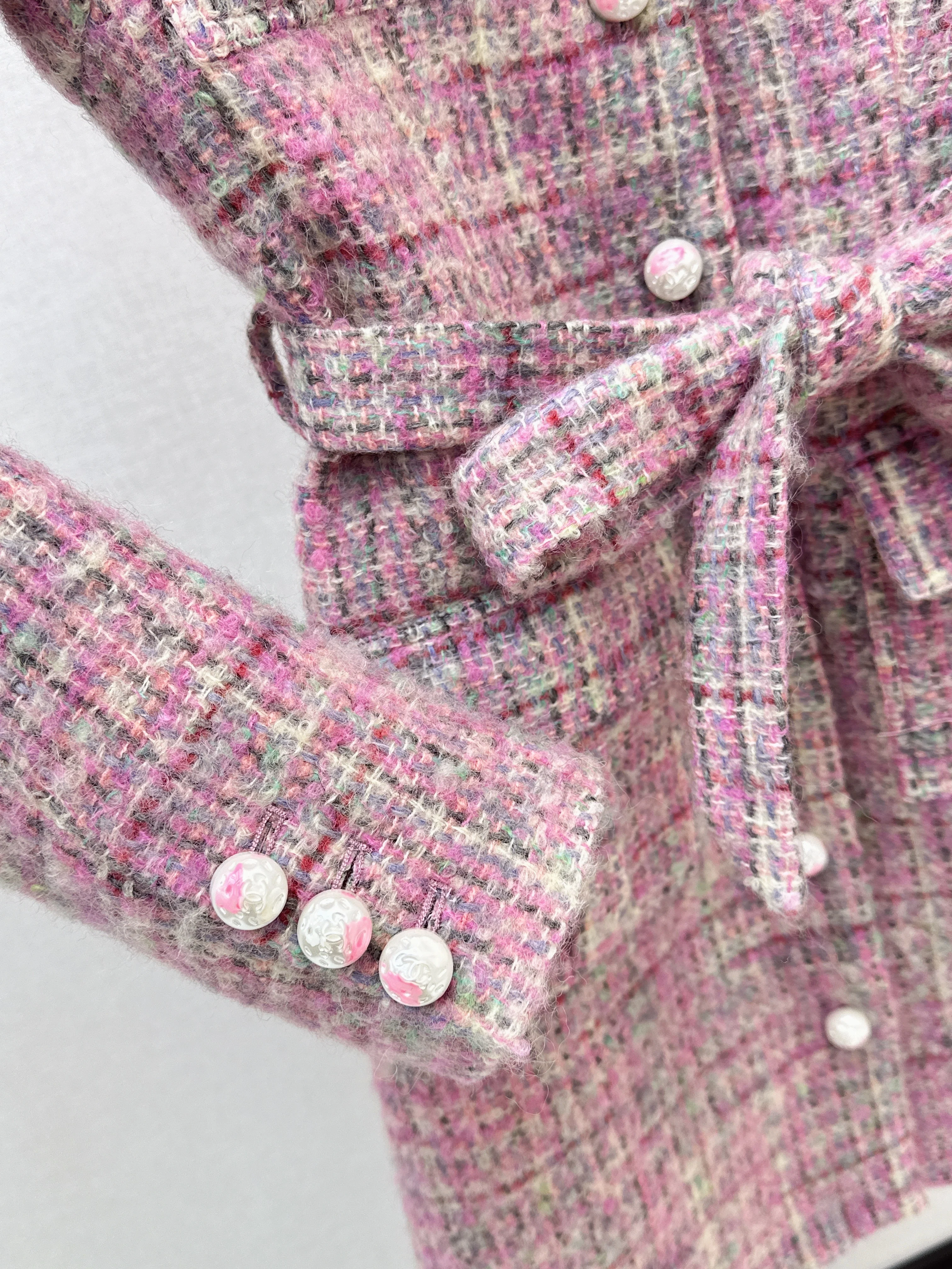 Chan 26ss check tweed coat dress