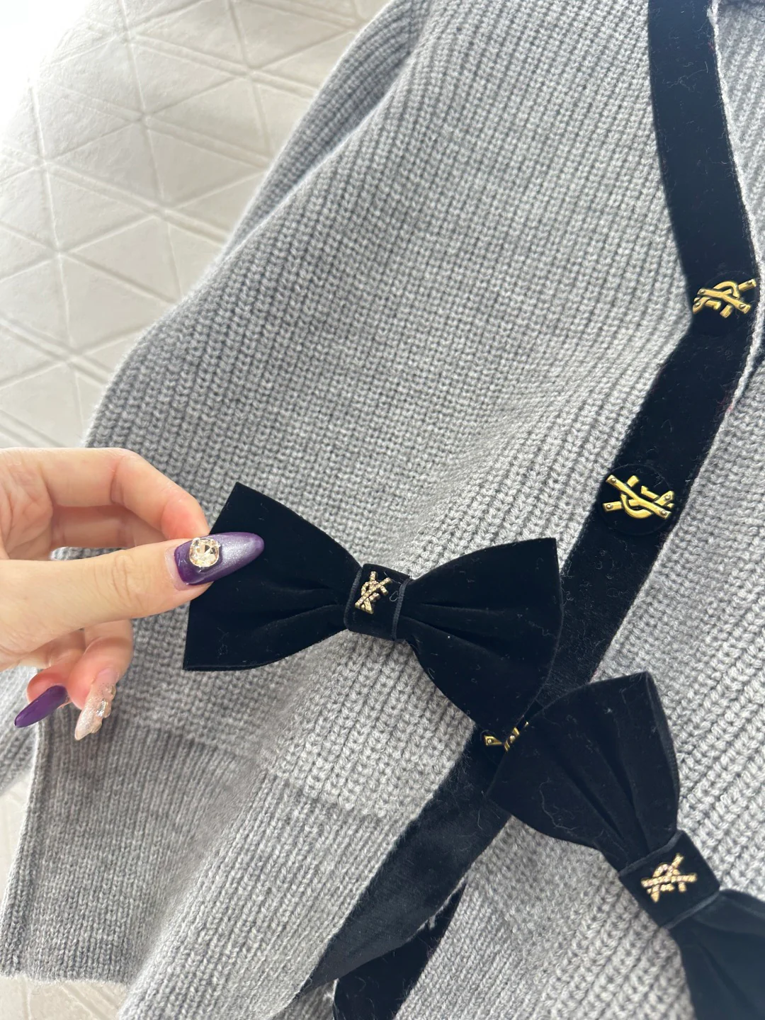 Saint 25fw bow knit cardiagn