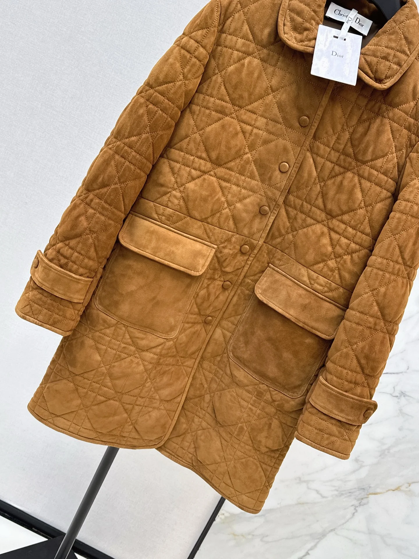 CD 25fw suede padded long jacket