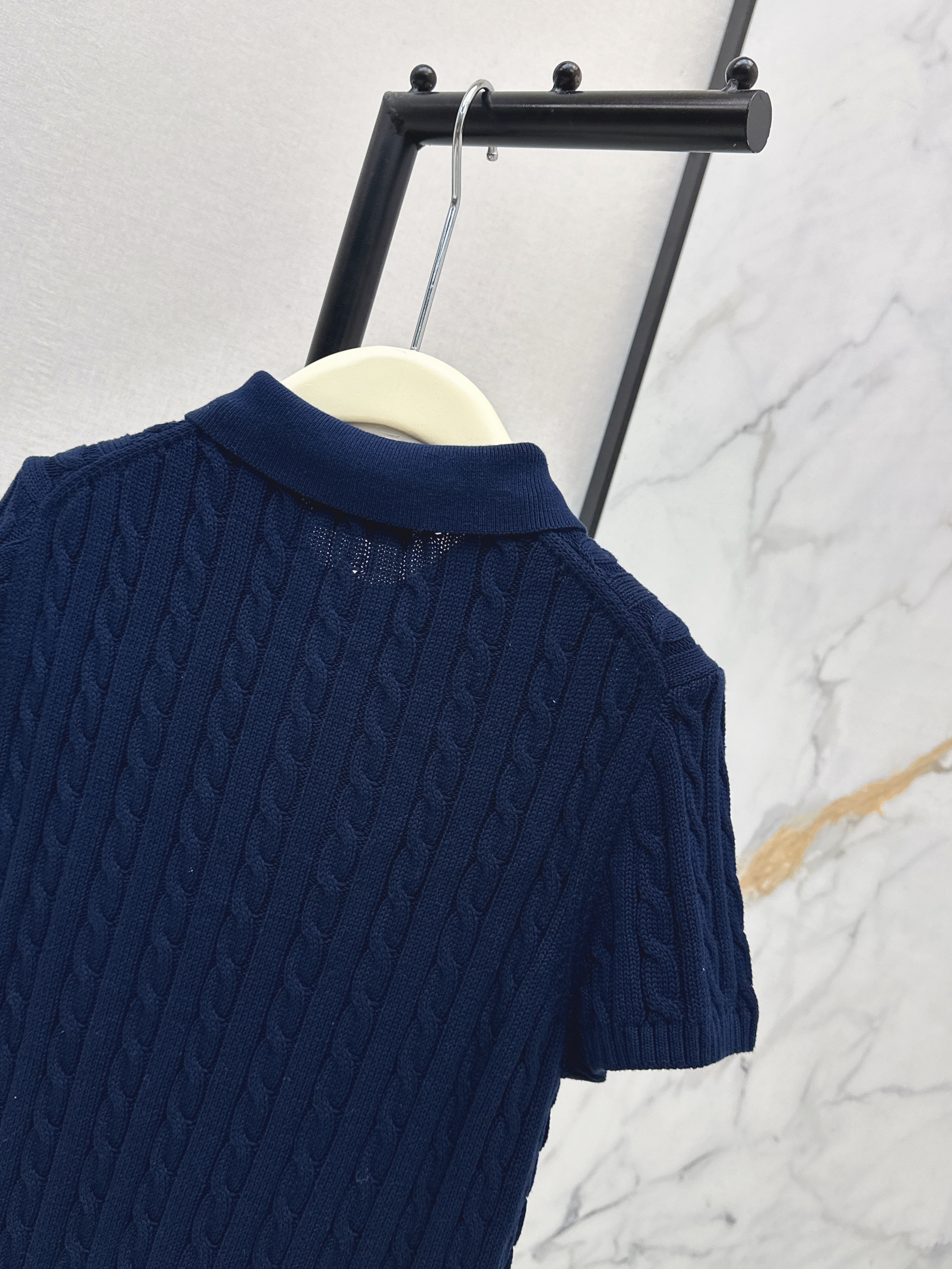 Ralp 26ss cable polo knit top