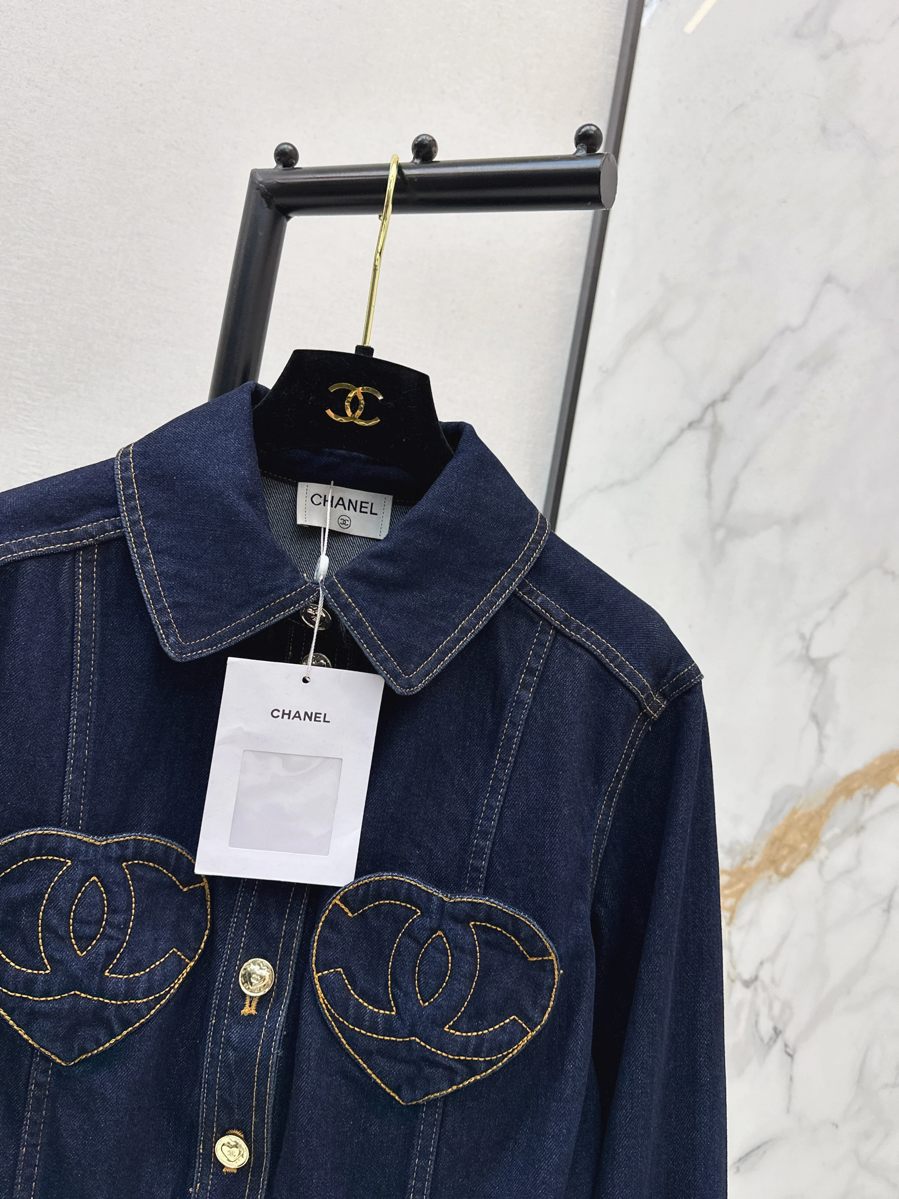 Chan 26ss heart denim jacket